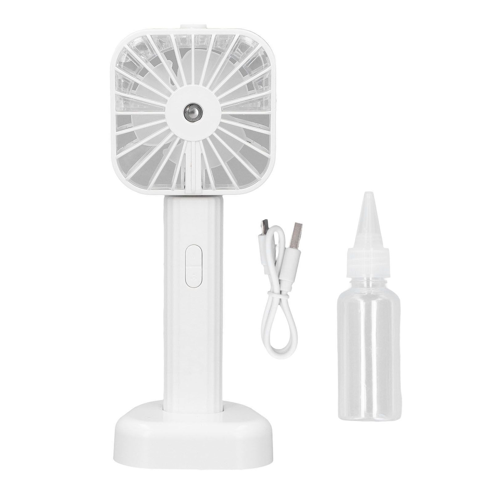 Hand Held Misting Fan Portable Battery Operated USB Rechargeable Quiet Spray Cooling Fan for Travel Outdoors White - Image 1