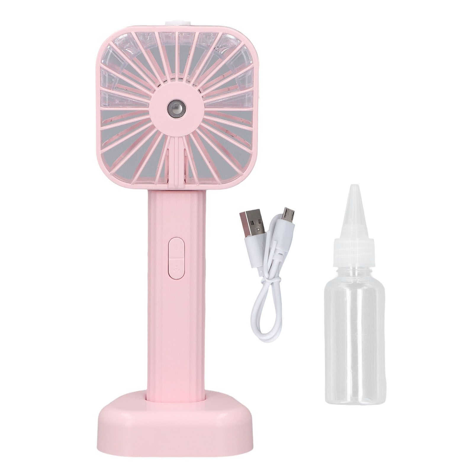 Hand Held Misting Fan Portable Battery Operated USB Rechargeable Quiet Spray Cooling Fan for Travel Outdoors Pink - Image 1