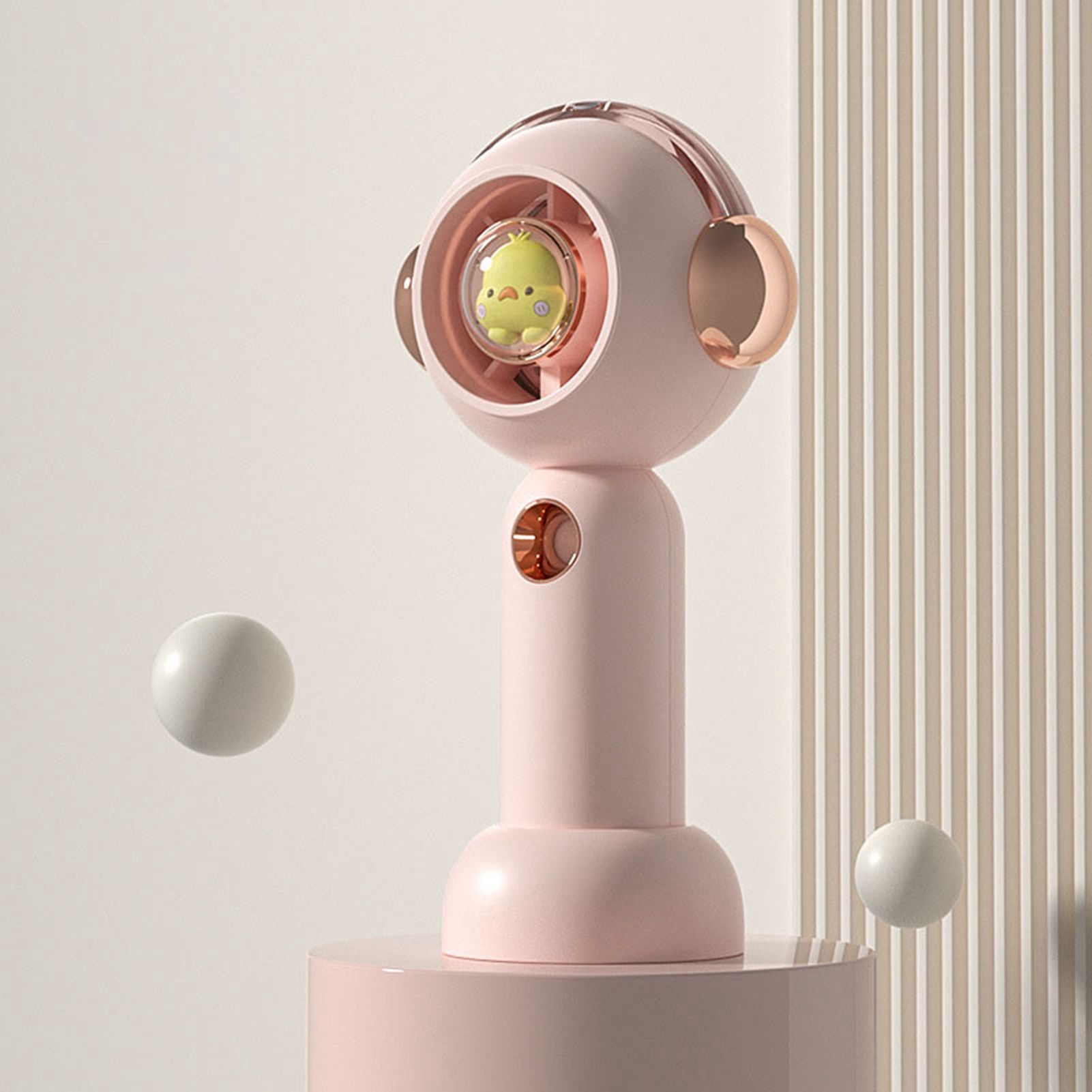Portable Handheld Misting Fan Cute Cartoon USB Rechargeable Personal Fan for Outdoor Indoor Pink - Image 5