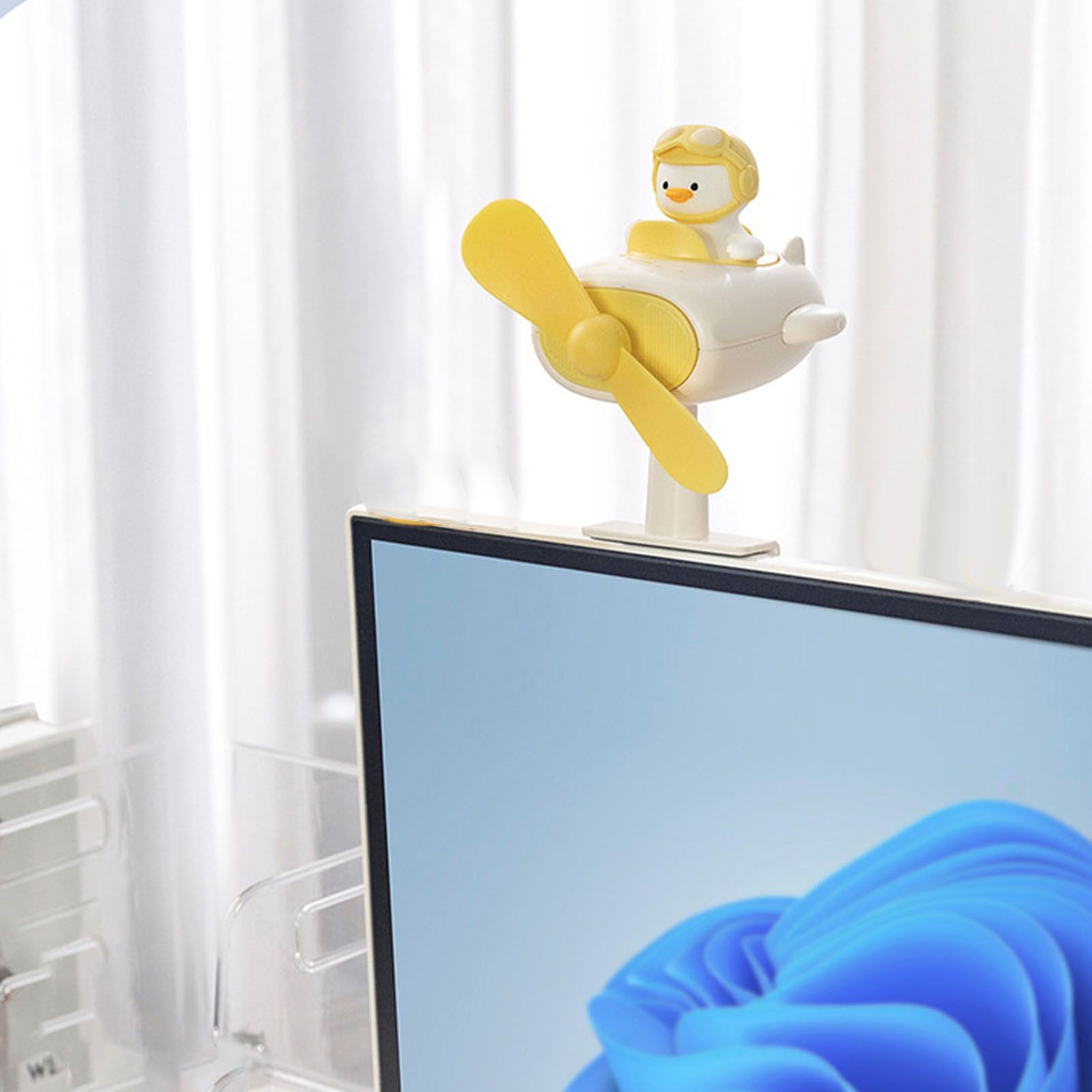 Clip On Fan Portable Small Fan with Cord Powered Small Fan with Sturdy Clamp Mini Table Fan Personal Desk Fan Duck Shape Yellow - Image 6