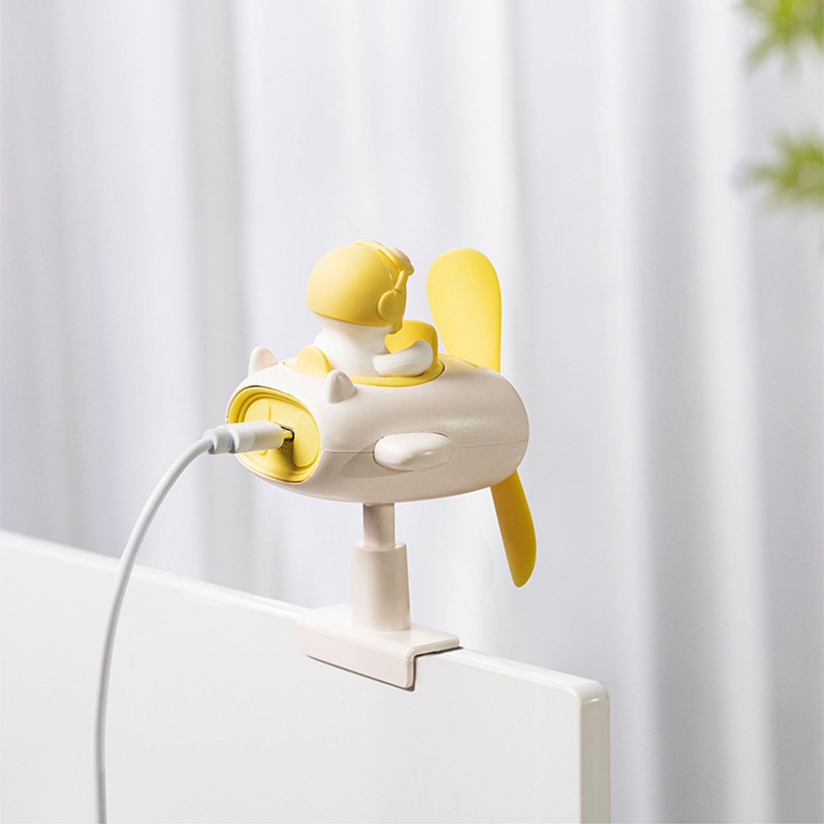Clip On Fan Portable Small Fan with Cord Powered Small Fan with Sturdy Clamp Mini Table Fan Personal Desk Fan Duck Shape Yellow - Image 7