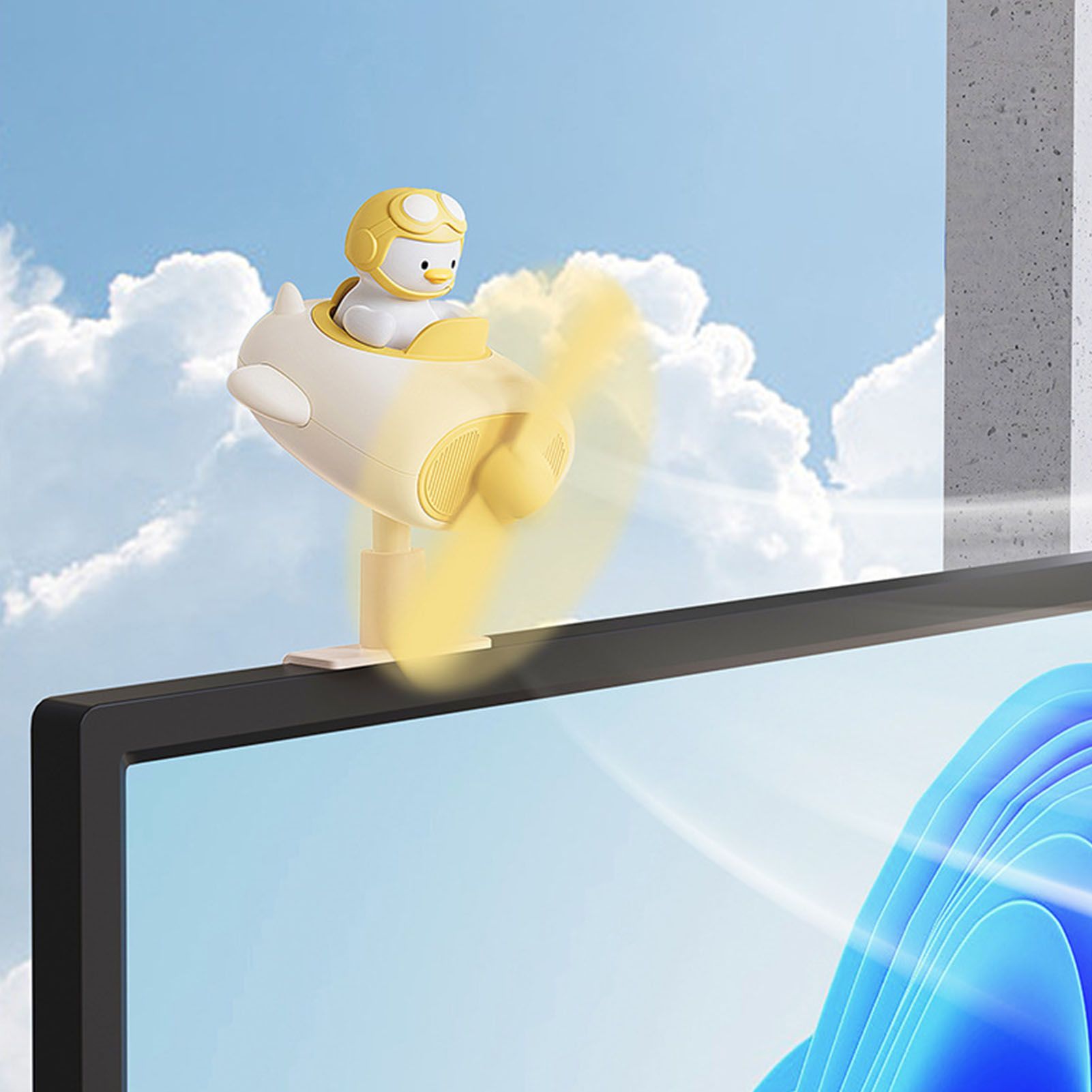 Clip On Fan Portable Small Fan with Cord Powered Small Fan with Sturdy Clamp Mini Table Fan Personal Desk Fan Duck Shape Yellow - Image 8