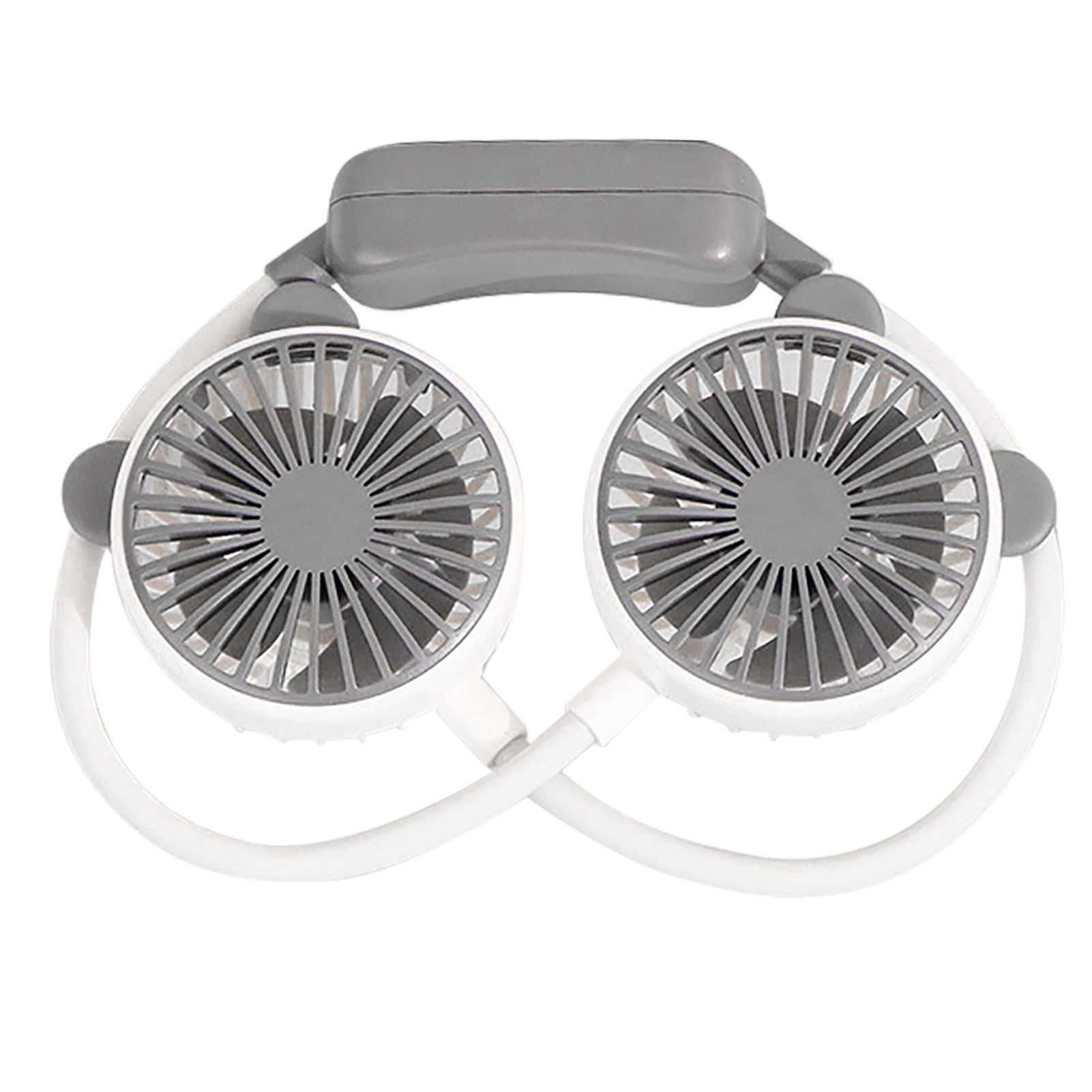 Portable Neck Fan Bendable Wearable USB Rechargeable Hand Free Mini Hanging Fan for Office Travel White - Image 2