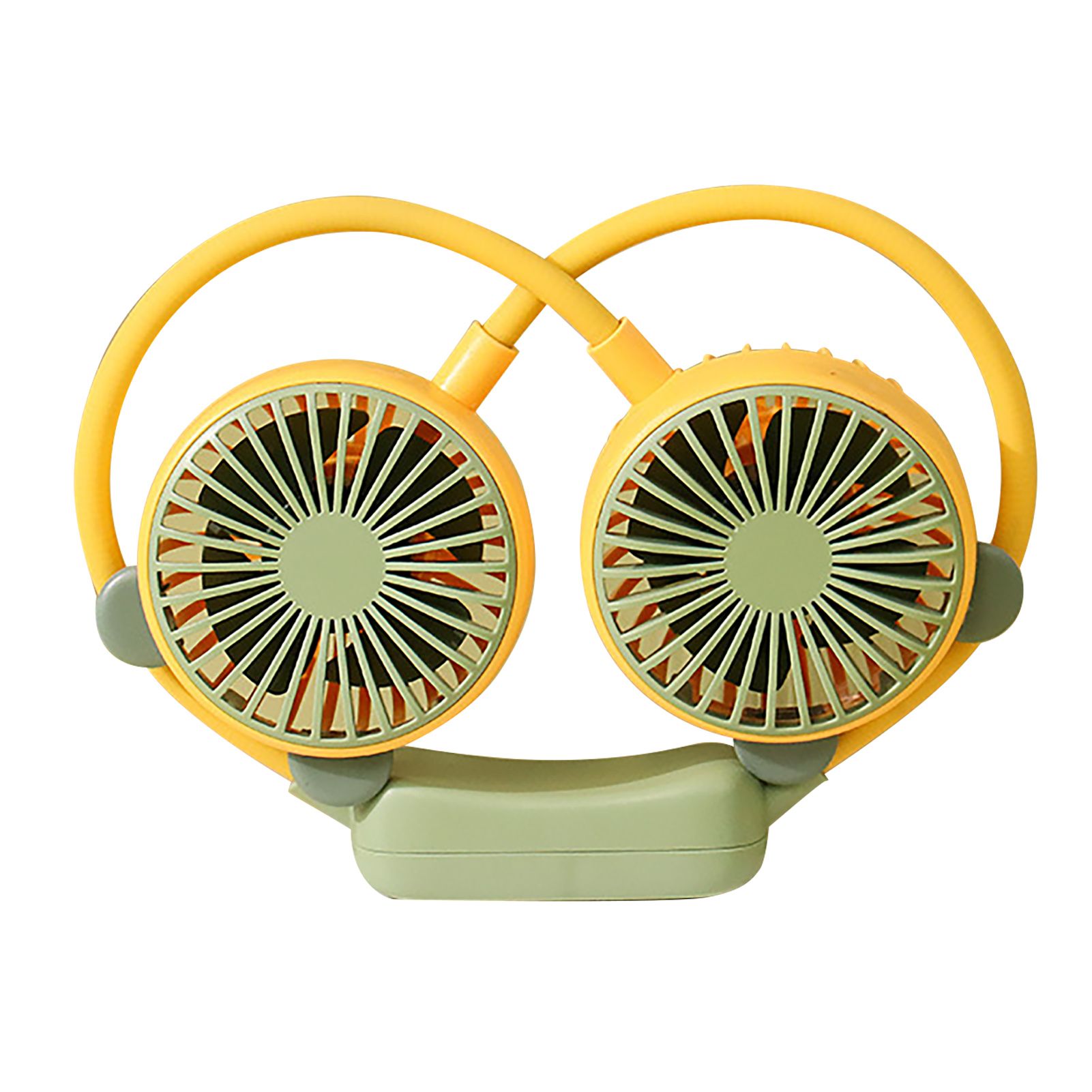 Portable Neck Fan Bendable Wearable USB Rechargeable Hand Free Mini Hanging Fan for Office Travel Yellow - Image 1