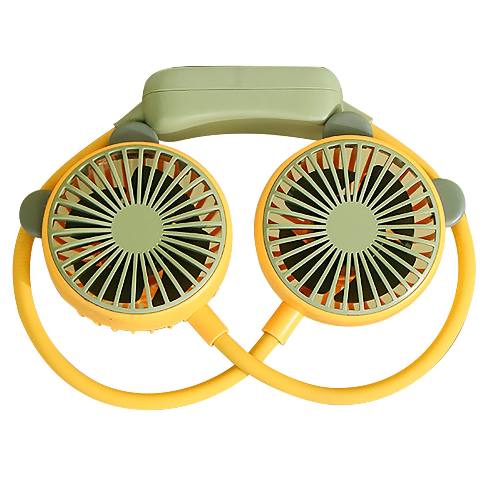 Portable Neck Fan Bendable Wearable USB Rechargeable Hand Free Mini Hanging Fan for Office Travel Yellow - Image 2