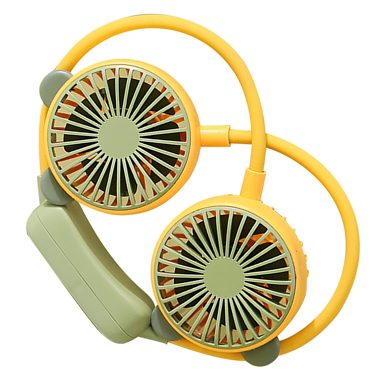 Portable Neck Fan Bendable Wearable USB Rechargeable Hand Free Mini Hanging Fan for Office Travel Yellow - Image 3