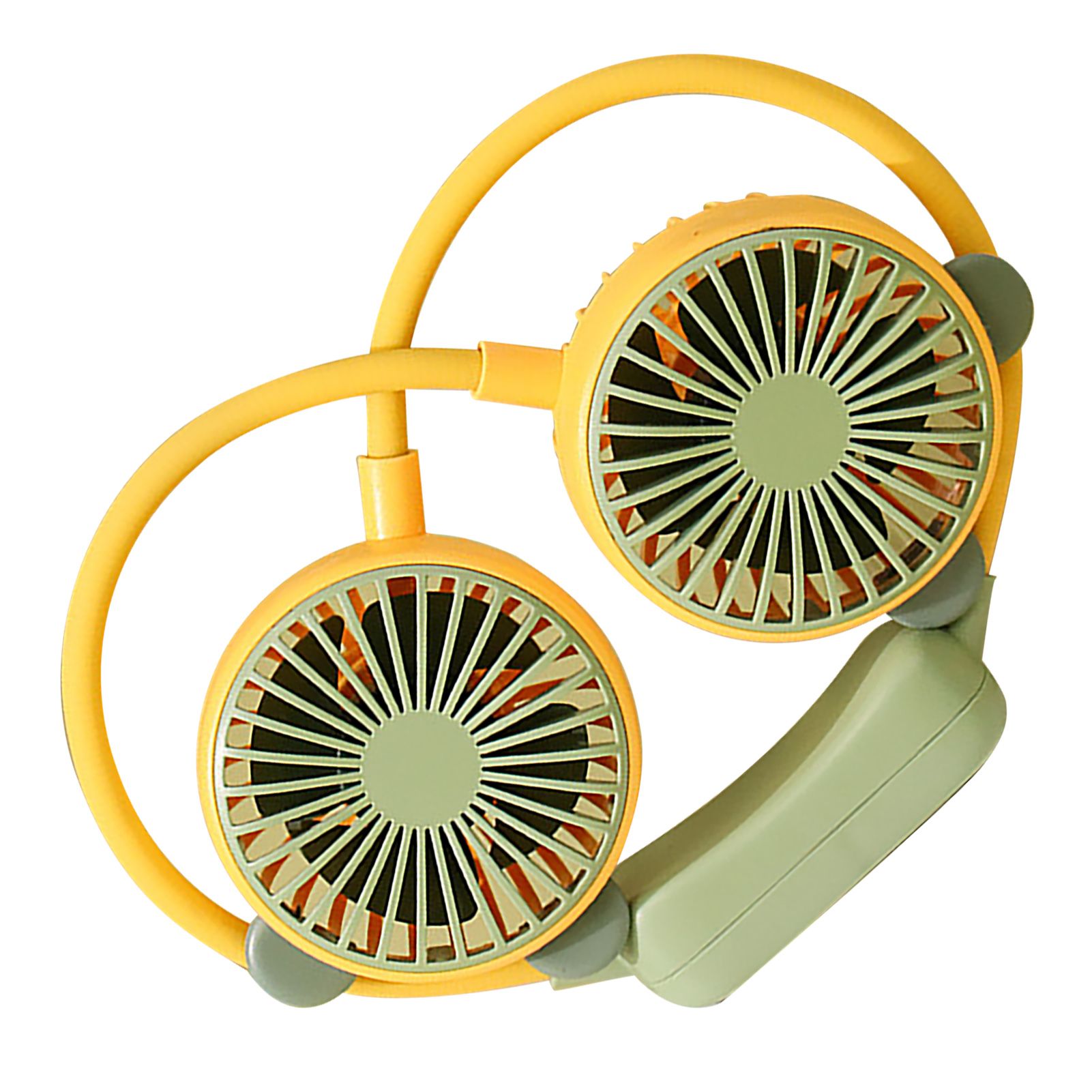 Portable Neck Fan Bendable Wearable USB Rechargeable Hand Free Mini Hanging Fan for Office Travel Yellow - Image 4