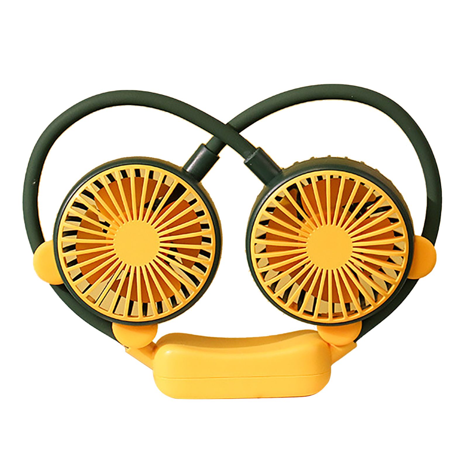 Portable Neck Fan Bendable Wearable USB Rechargeable Hand Free Mini Hanging Fan for Office Travel Green - Image 1