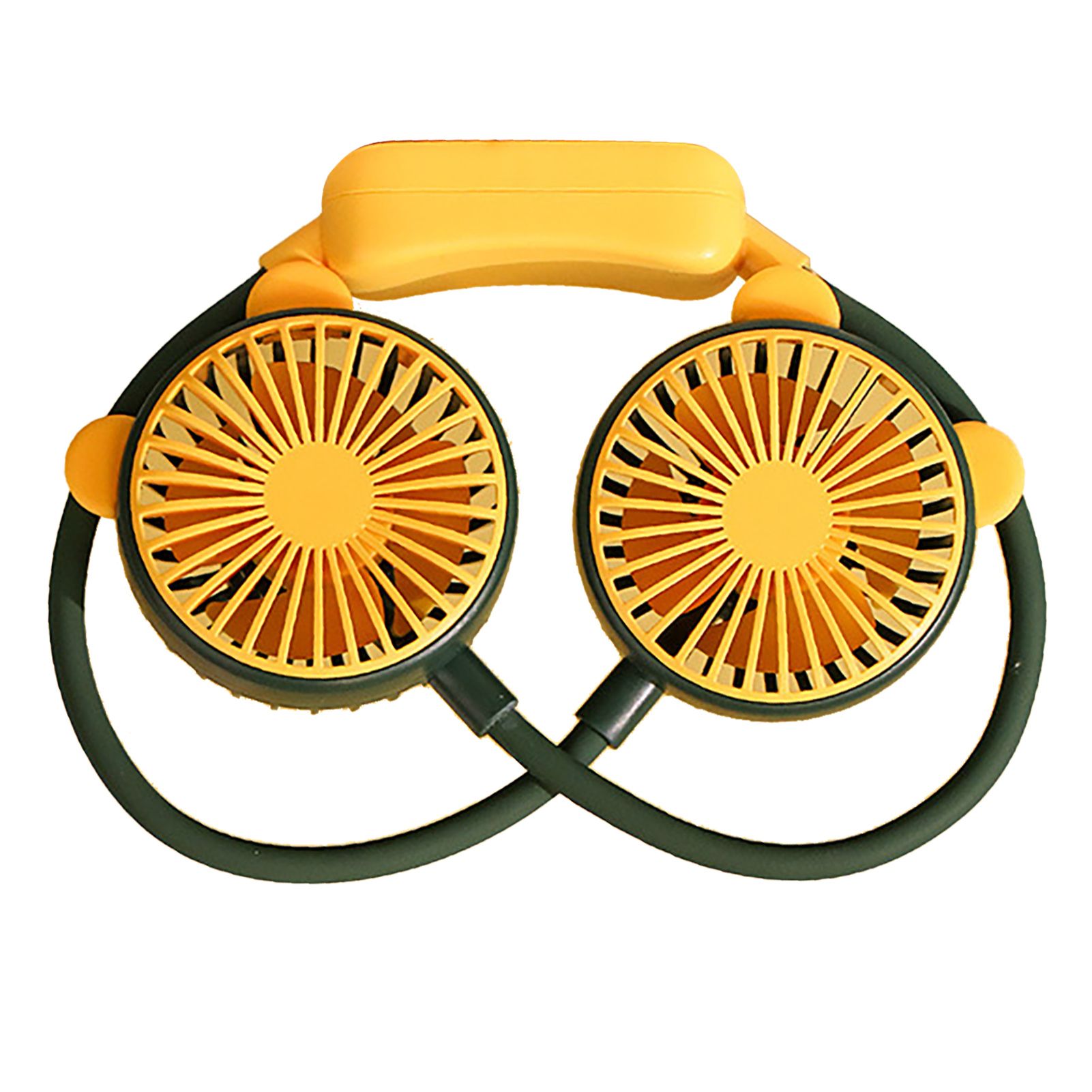 Portable Neck Fan Bendable Wearable USB Rechargeable Hand Free Mini Hanging Fan for Office Travel Green - Image 2