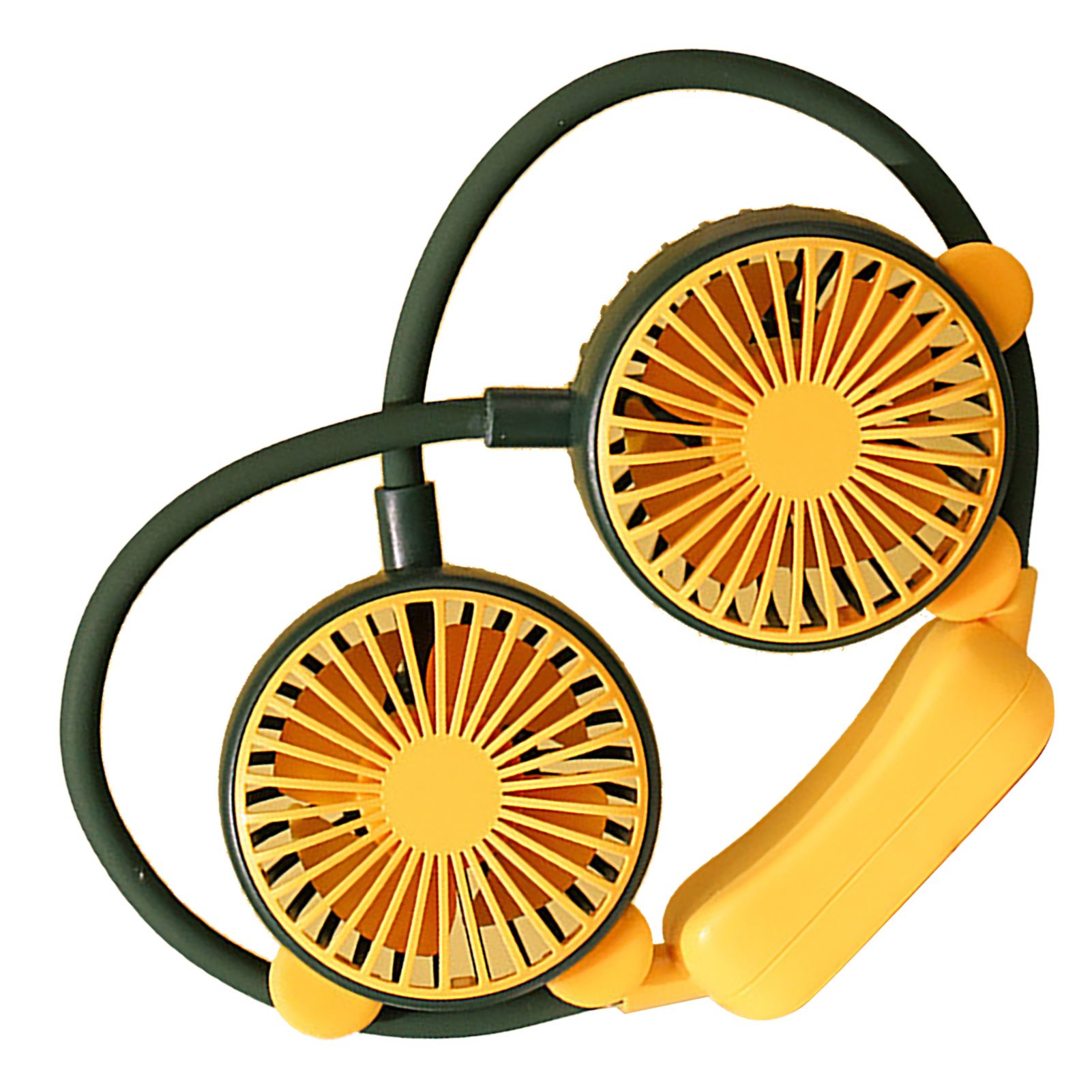 Portable Neck Fan Bendable Wearable USB Rechargeable Hand Free Mini Hanging Fan for Office Travel Green - Image 3