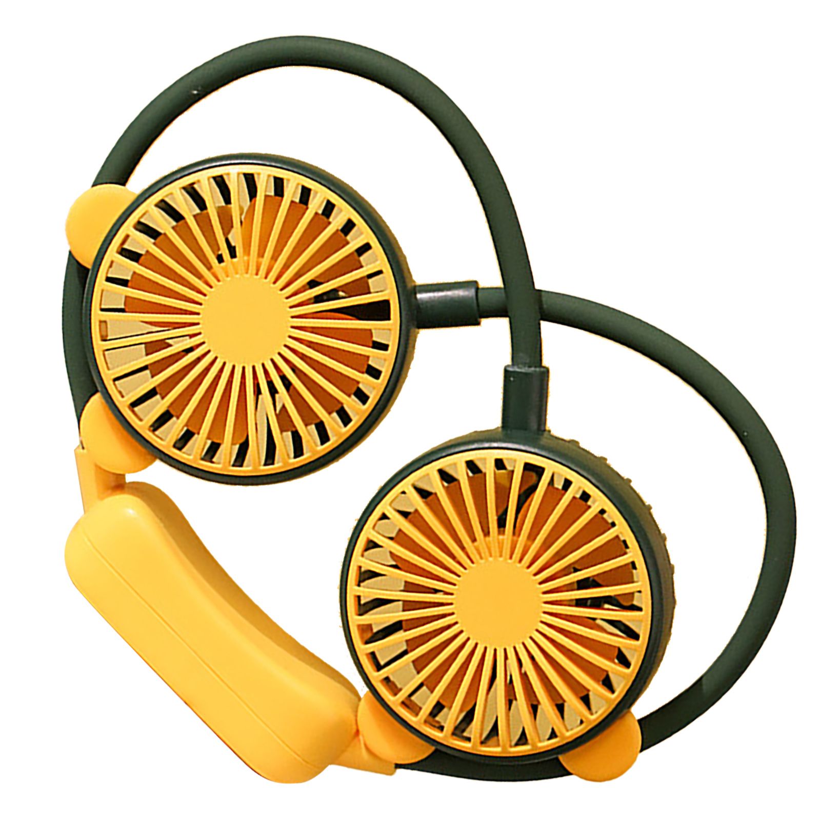 Portable Neck Fan Bendable Wearable USB Rechargeable Hand Free Mini Hanging Fan for Office Travel Green - Image 4