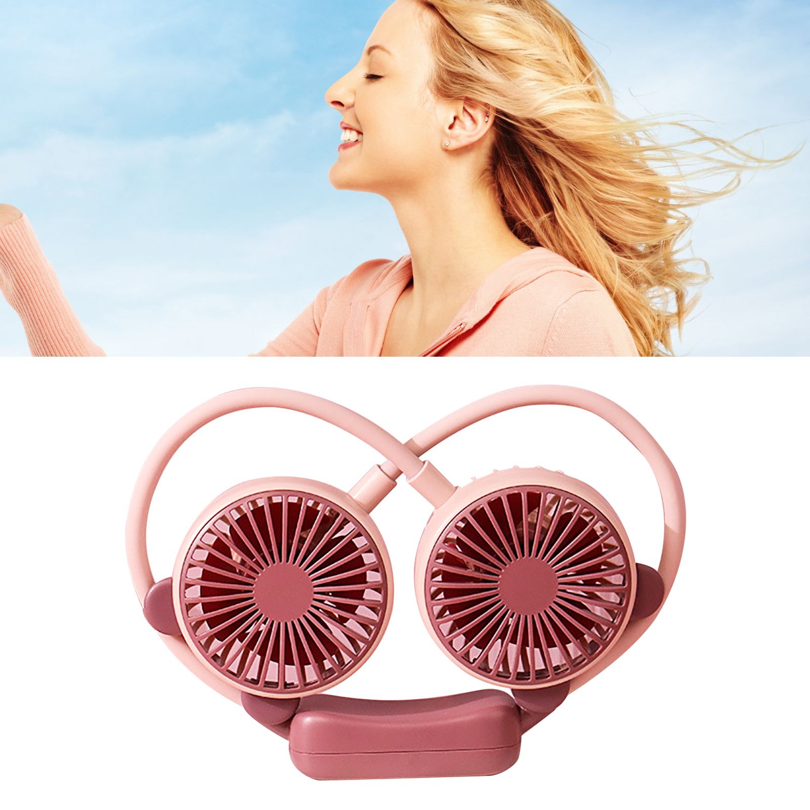 Portable Neck Fan Bendable Wearable USB Rechargeable Hand Free Mini Hanging Fan for Office Travel Taro Purple - Image 5