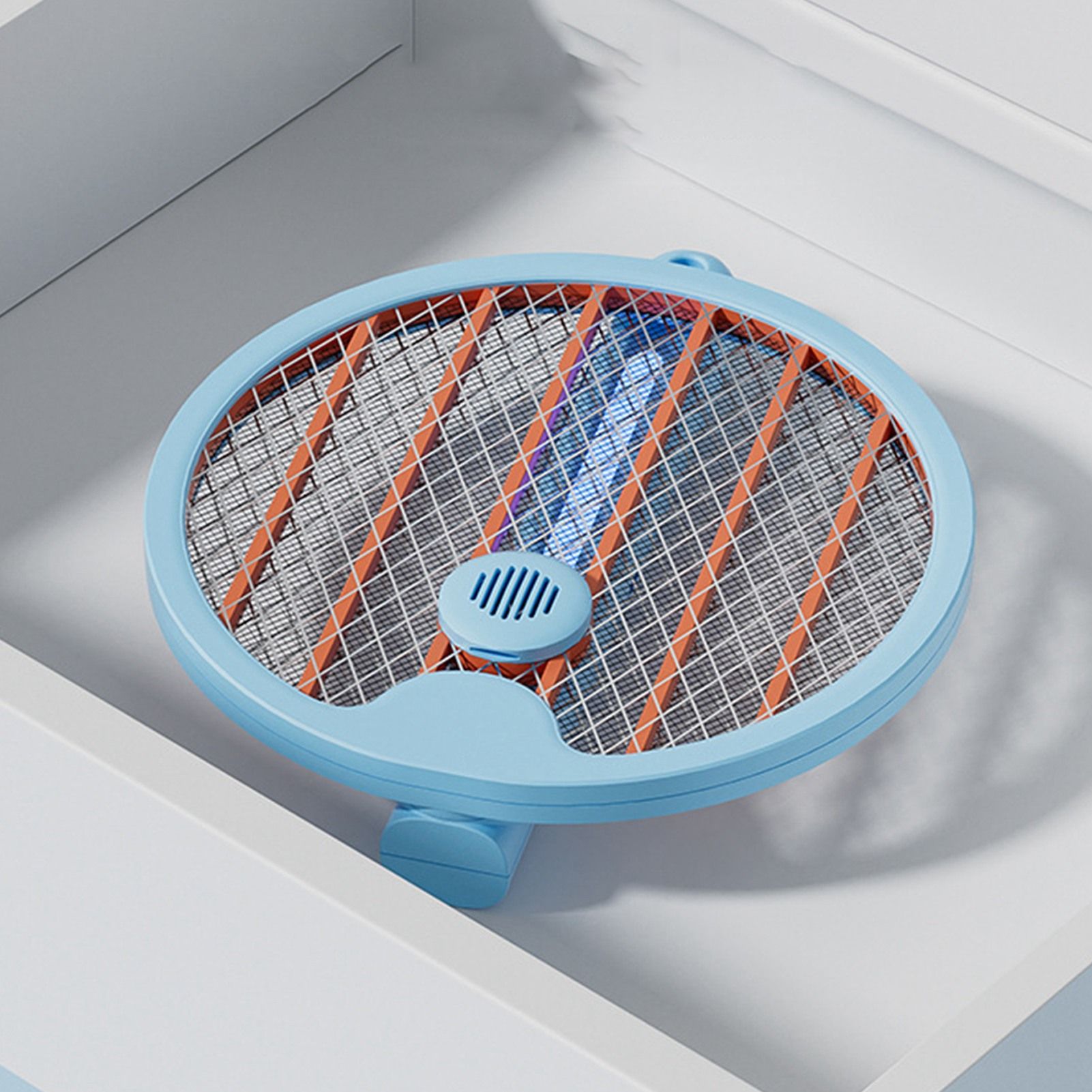 Electric Fly Swatter Racket 4 in 1 Automatic Portable Handheld Electric Fly Racket Bedroom Backyard Patio Camping Sky Blue - Image 5