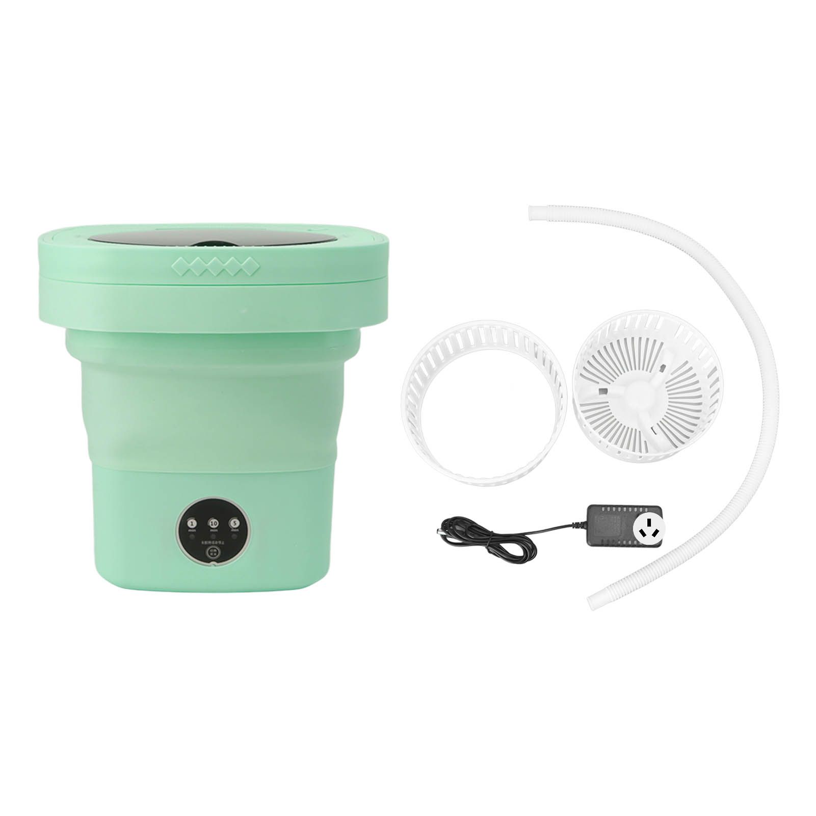 6.5L Washing Machine Folding Portable Automatic Deep Cleaning Wash and Spin Dry Washer with Water Tube 100‑240V Green AU Plug - Image 1