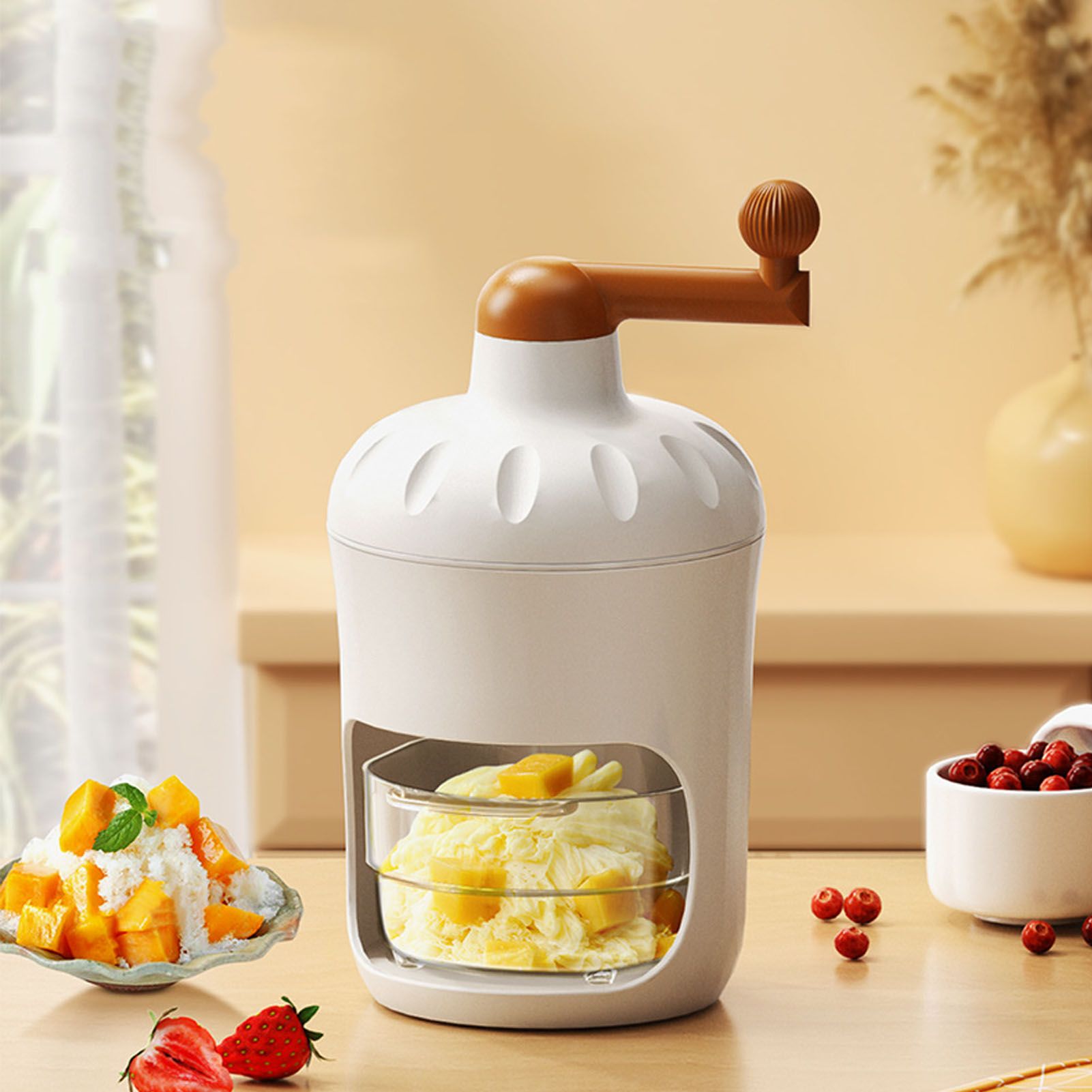 Hand Crank Shaved Ice Machine Stainless Steel Blades Safe Portable Ice Crusher for Home Restaurants Cafes Food Stalls - Image 6