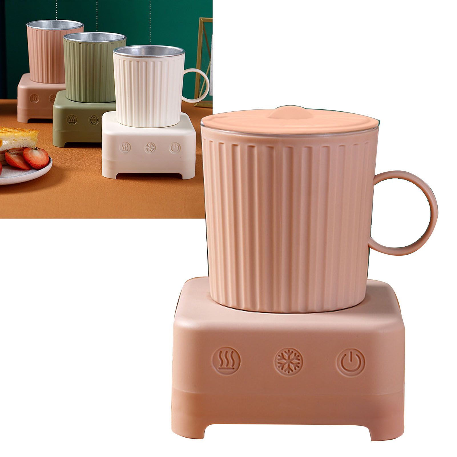 Fast Cooler Cup Beverage Beer Quick Cooling Mug Dormitory Heat Preservation Desktop Refrigerator CN Plug Cherry Pink - Image 5