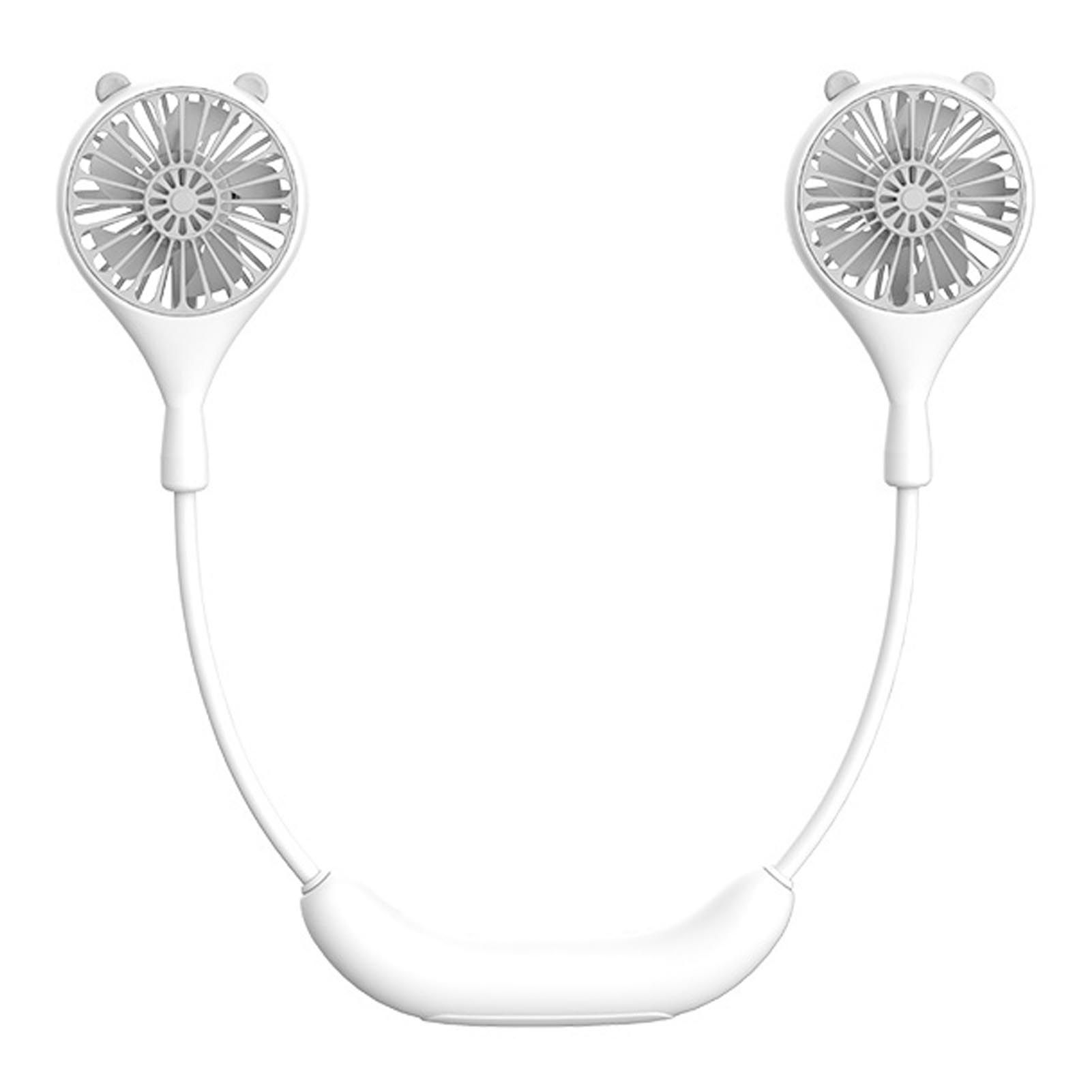 Neck Fan USB Rechargeable Cute Portable Retractable Universal Adjustment Cooling Fan For Outdoor Sports Travel White - Image 1