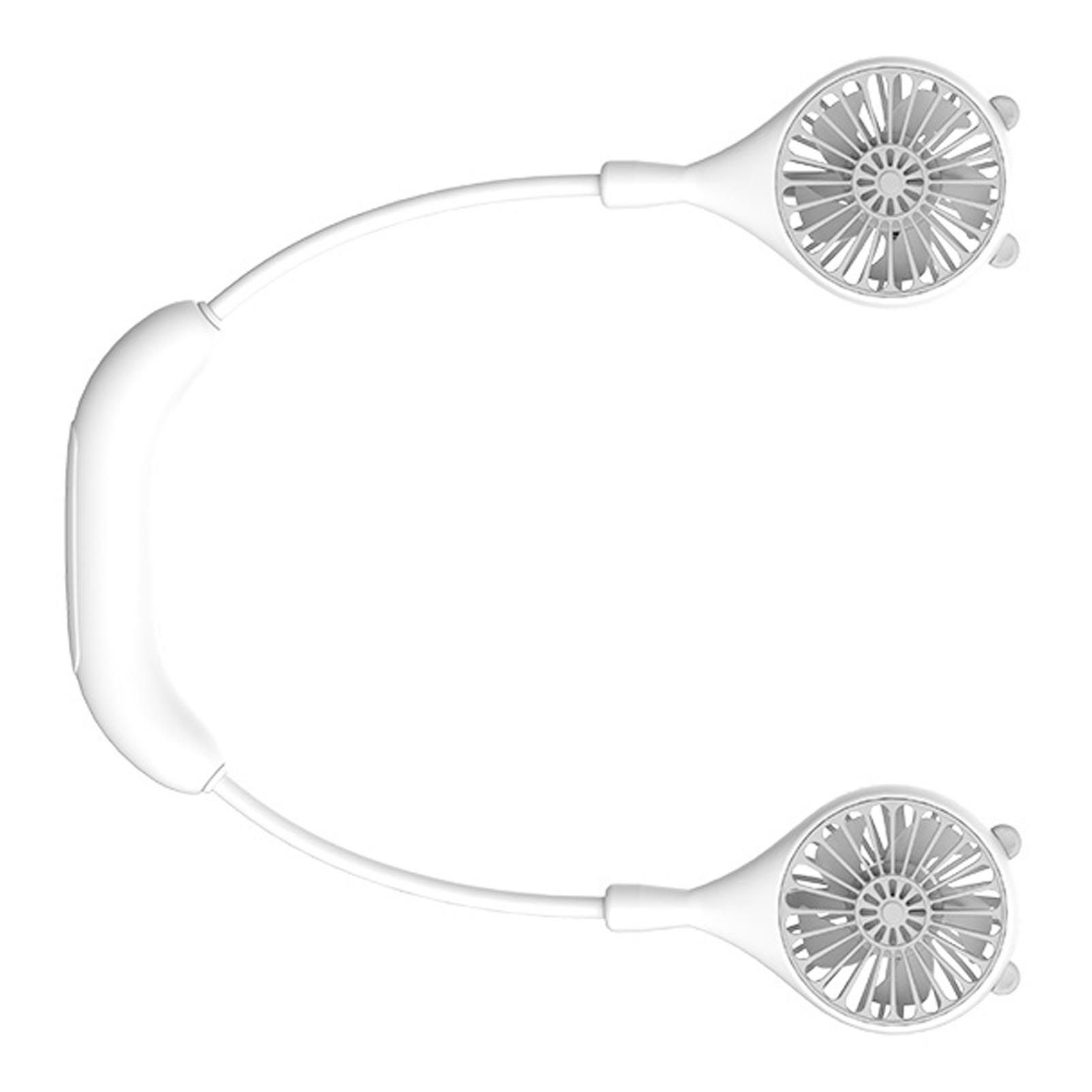 Neck Fan USB Rechargeable Cute Portable Retractable Universal Adjustment Cooling Fan For Outdoor Sports Travel White - Image 4