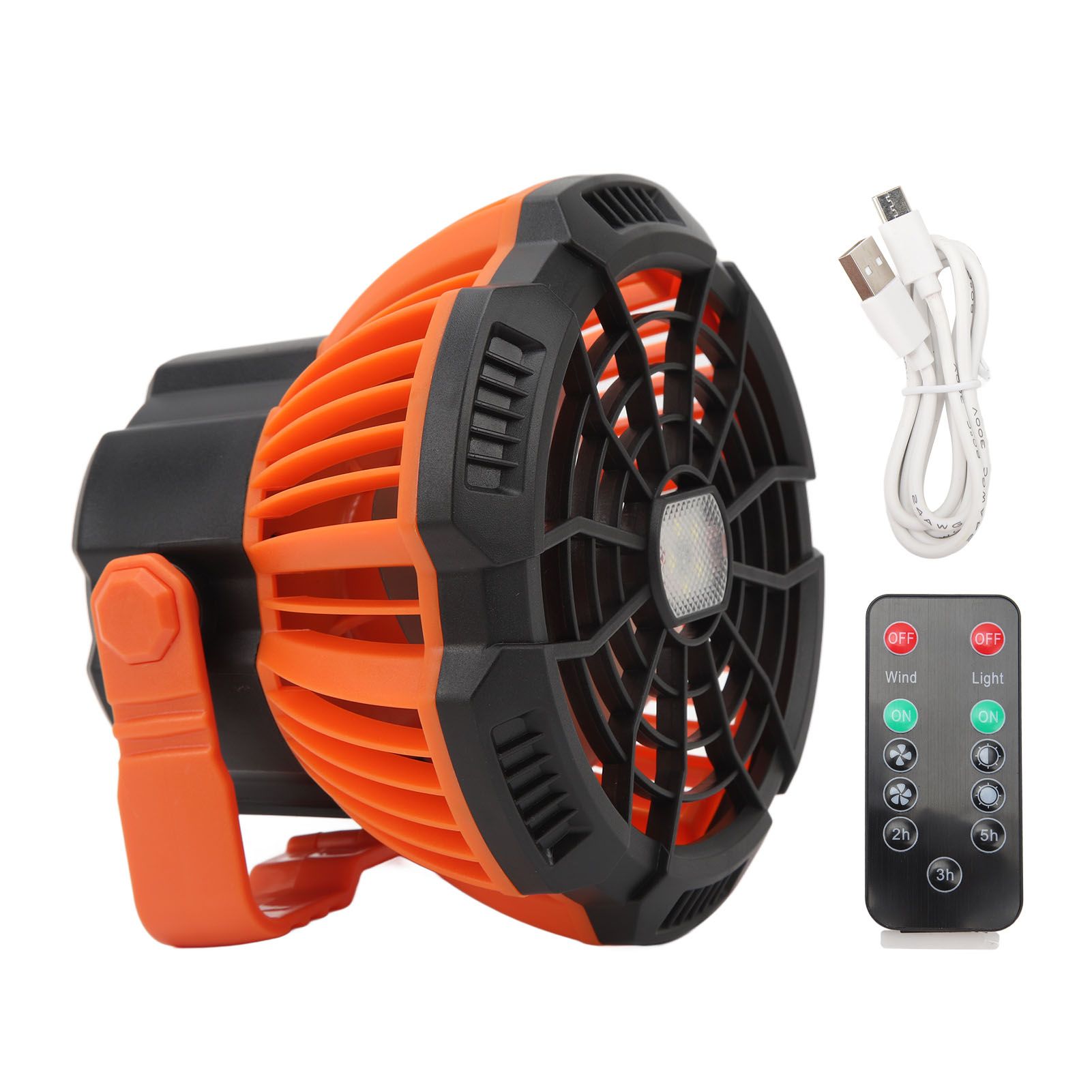 Outdoor Tent Fan Remote Control Hangable Fan with LED Light Battery Operated USB Rechargeable Fan for Hiking BBQ Travel Fishing - Image 1