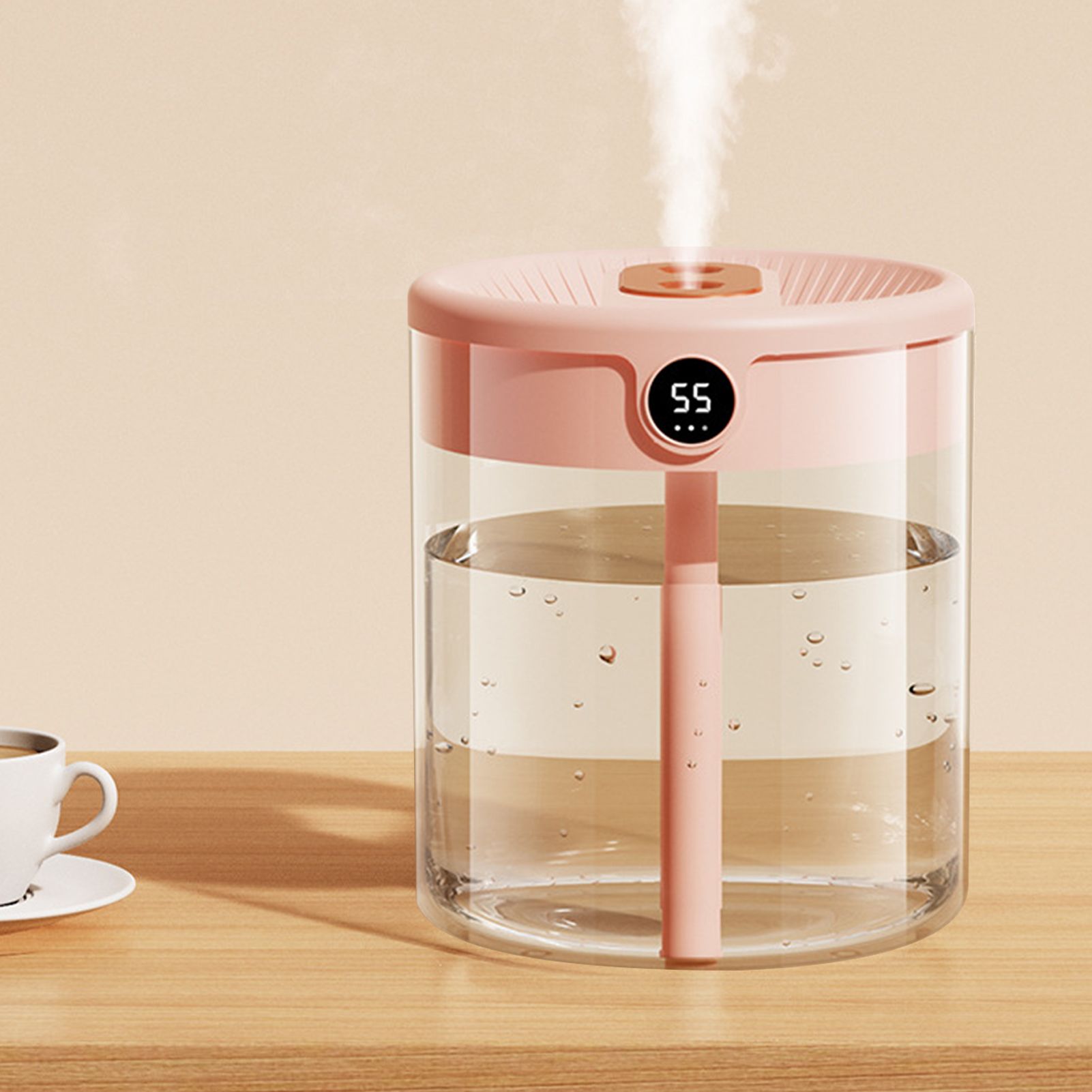 2L Double Nozzle Air Humidifier USB Double Jet Humidifier with LCD Humidity Display Large Capacity Aroma Oil Diffuser for Home Bedroom Pink - Image 6