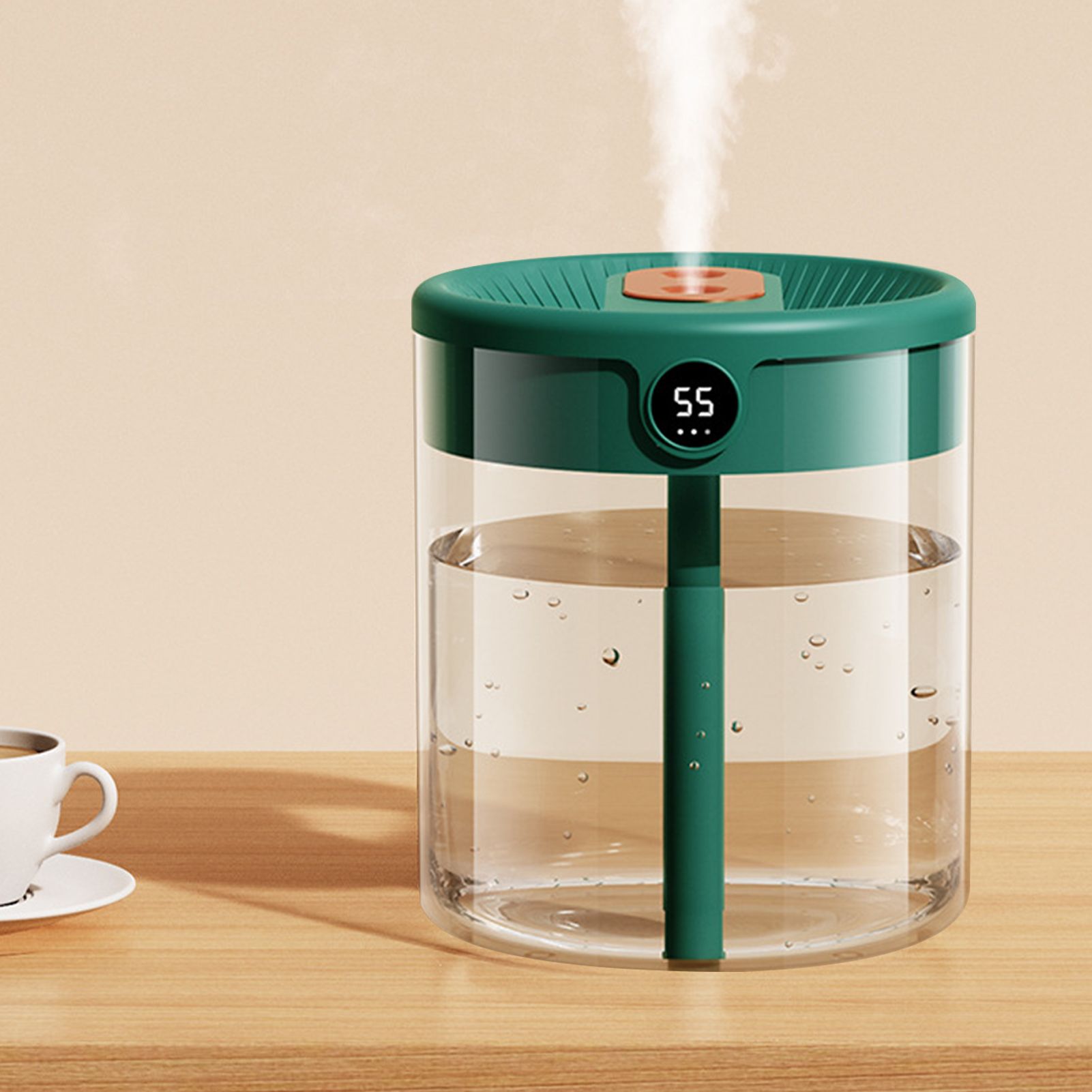 2L Double Nozzle Air Humidifier USB Double Jet Humidifier with LCD Humidity Display Large Capacity Aroma Oil Diffuser for Home Bedroom Green - Image 6