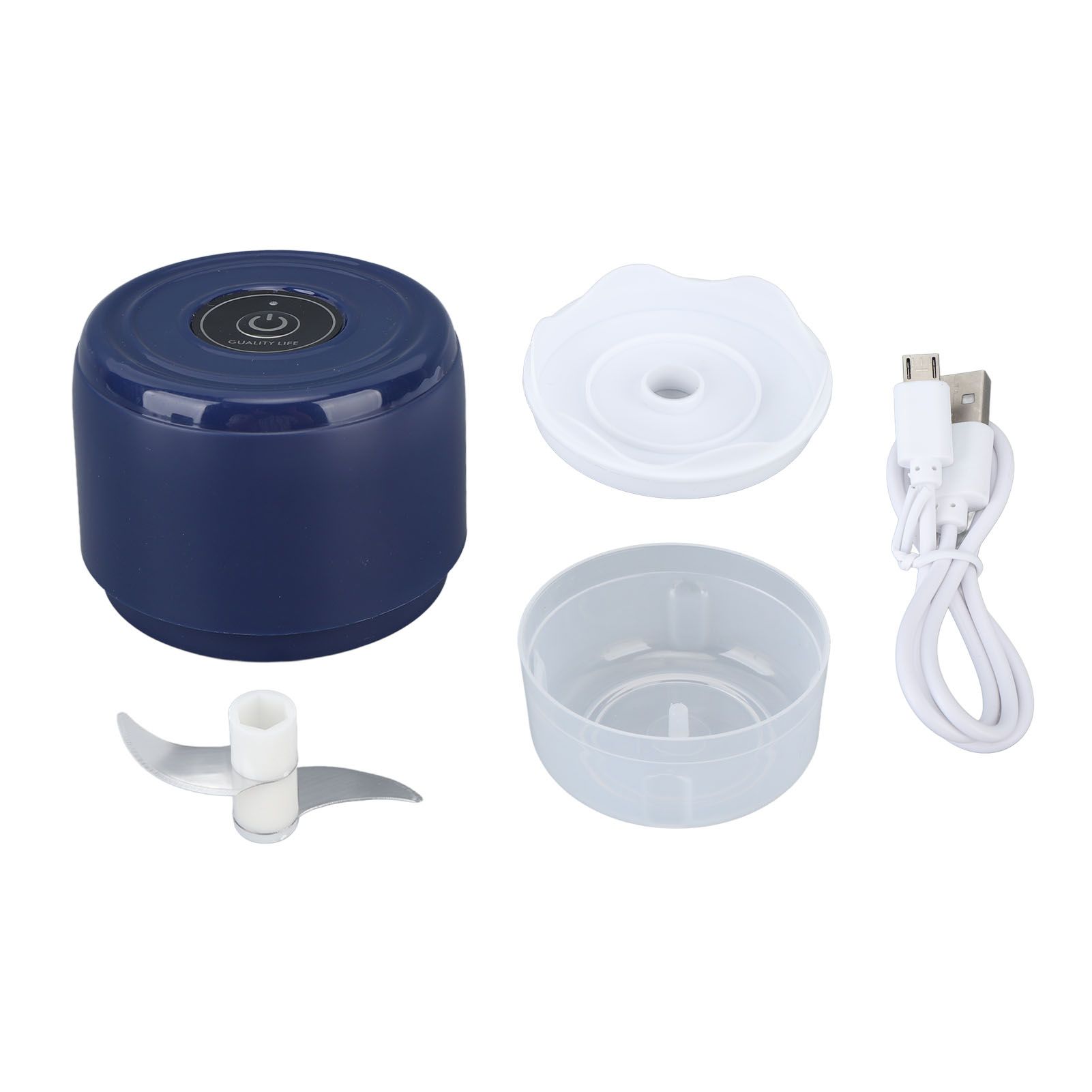Electric Garlic Chopper Mini Cordless Waterproof Portable Food Processor for Onions Ginger Camping 100ml USB Charging 5V Blue - Image 1