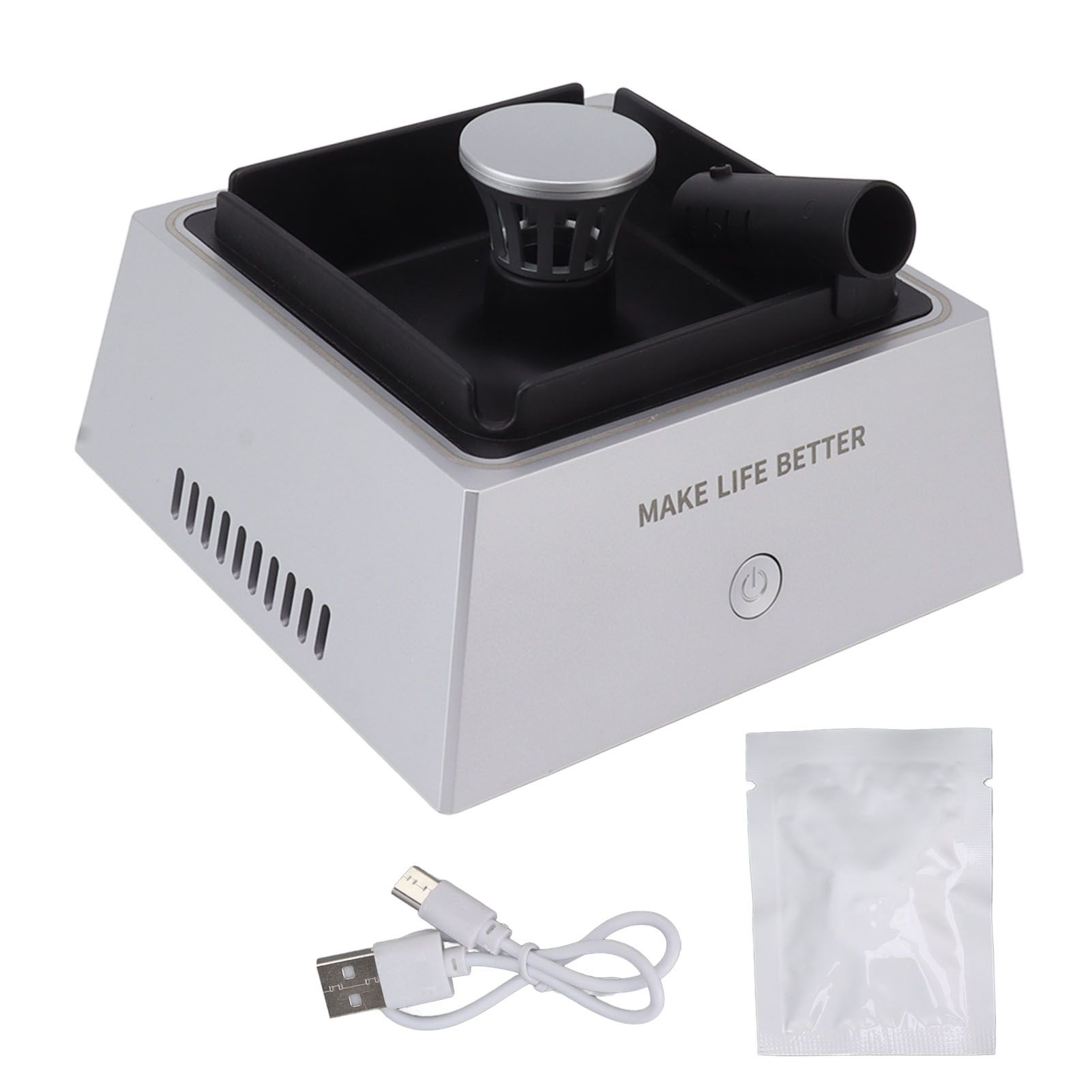 Air Purifier for Bedroom Home Air Purifiers for Desktop Office with Cigarette Holder Small Air Cleaner 2 Speed Remove Smoke Silver - Image 1