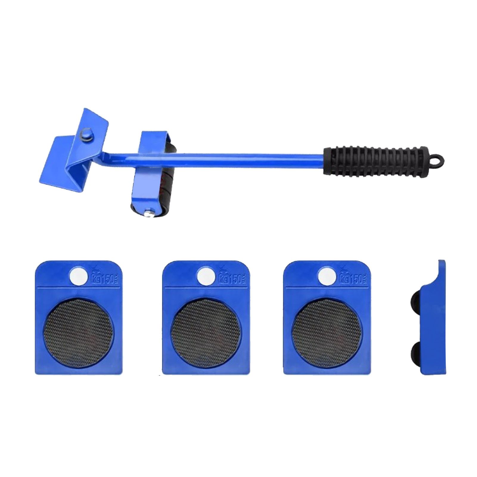 Heavy Duty Furniture Lifter Household Furniture Mover with 4 Wheel Rollers 1 Wheel Bar Blue - Image 1
