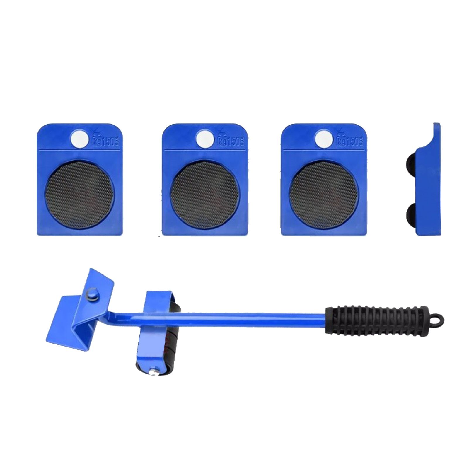 Heavy Duty Furniture Lifter Household Furniture Mover with 4 Wheel Rollers 1 Wheel Bar Blue - Image 2