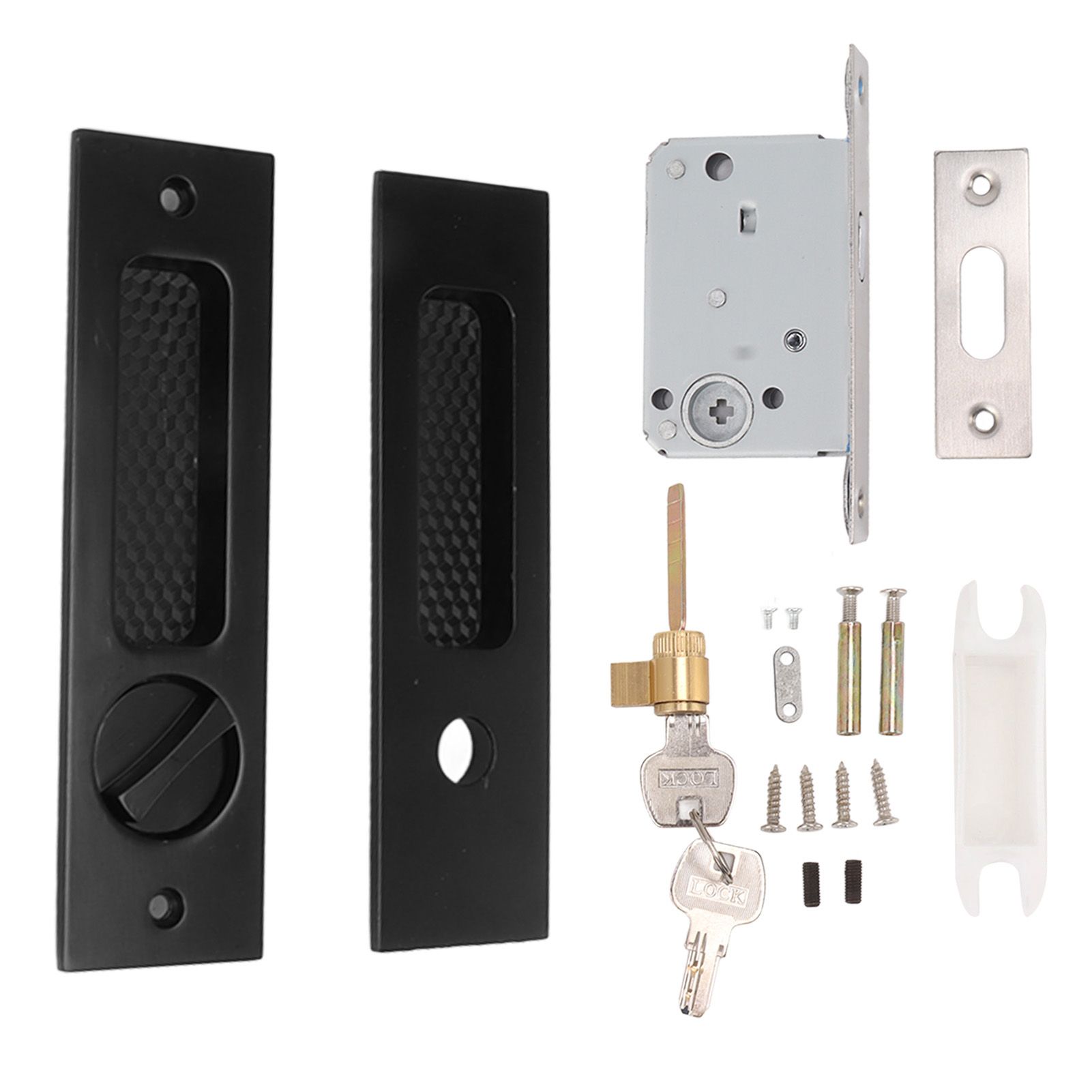 Sliding Door Mortise Lock with 2 Keys Zinc Alloy Invisible Recessed Handle Latch Pocket for Wood Furniture Hardware Black - Image 1