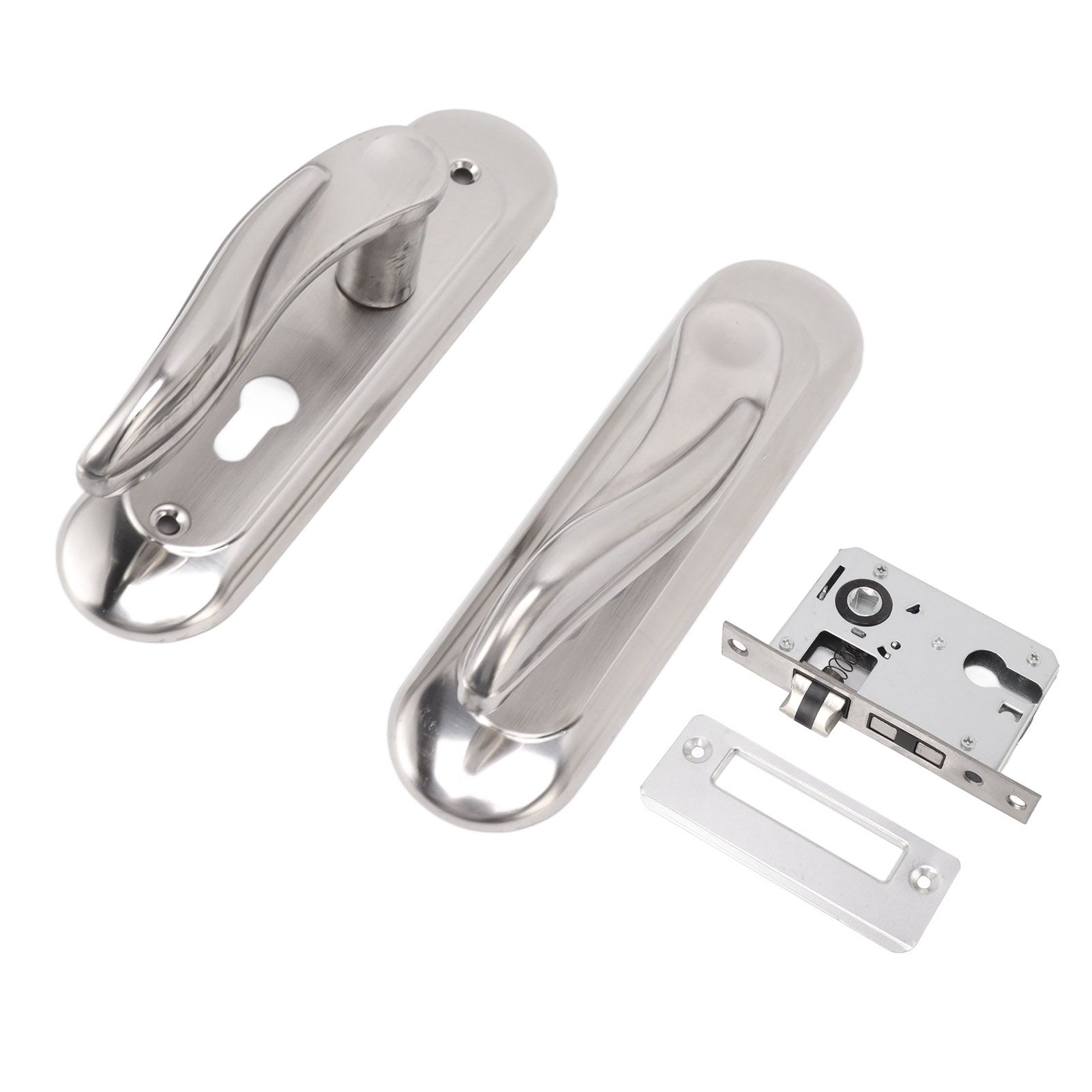 Door Entry Handle Set Stainless Steel Plate Door Lever Cylinder Lock Keys Kit for Household - Image 4