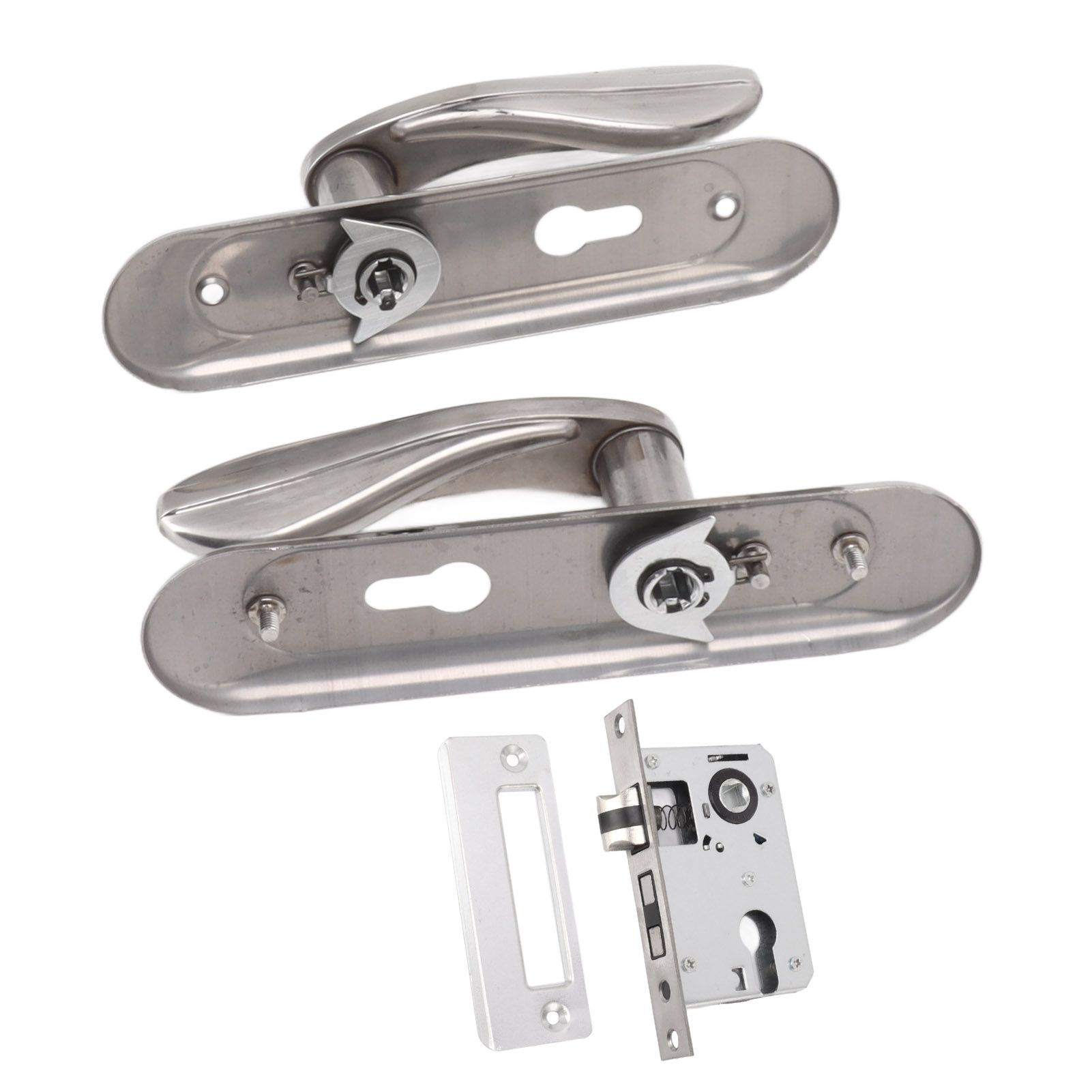 Door Entry Handle Set Stainless Steel Plate Door Lever Cylinder Lock Keys Kit for Household - Image 7