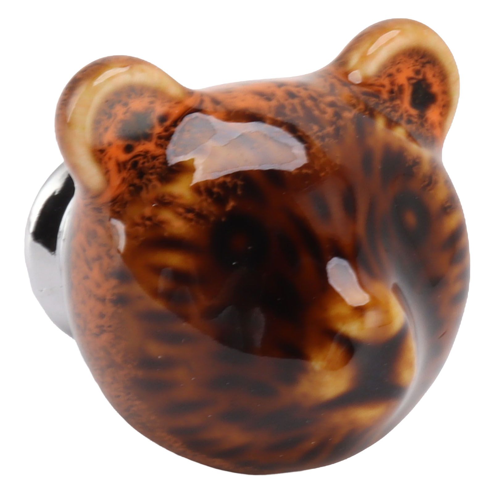 6PCS Bear Door Knob Orange Zinc Alloy Ceramic Decorative Bear Head Drawer Handle for Bedroom - Image 3