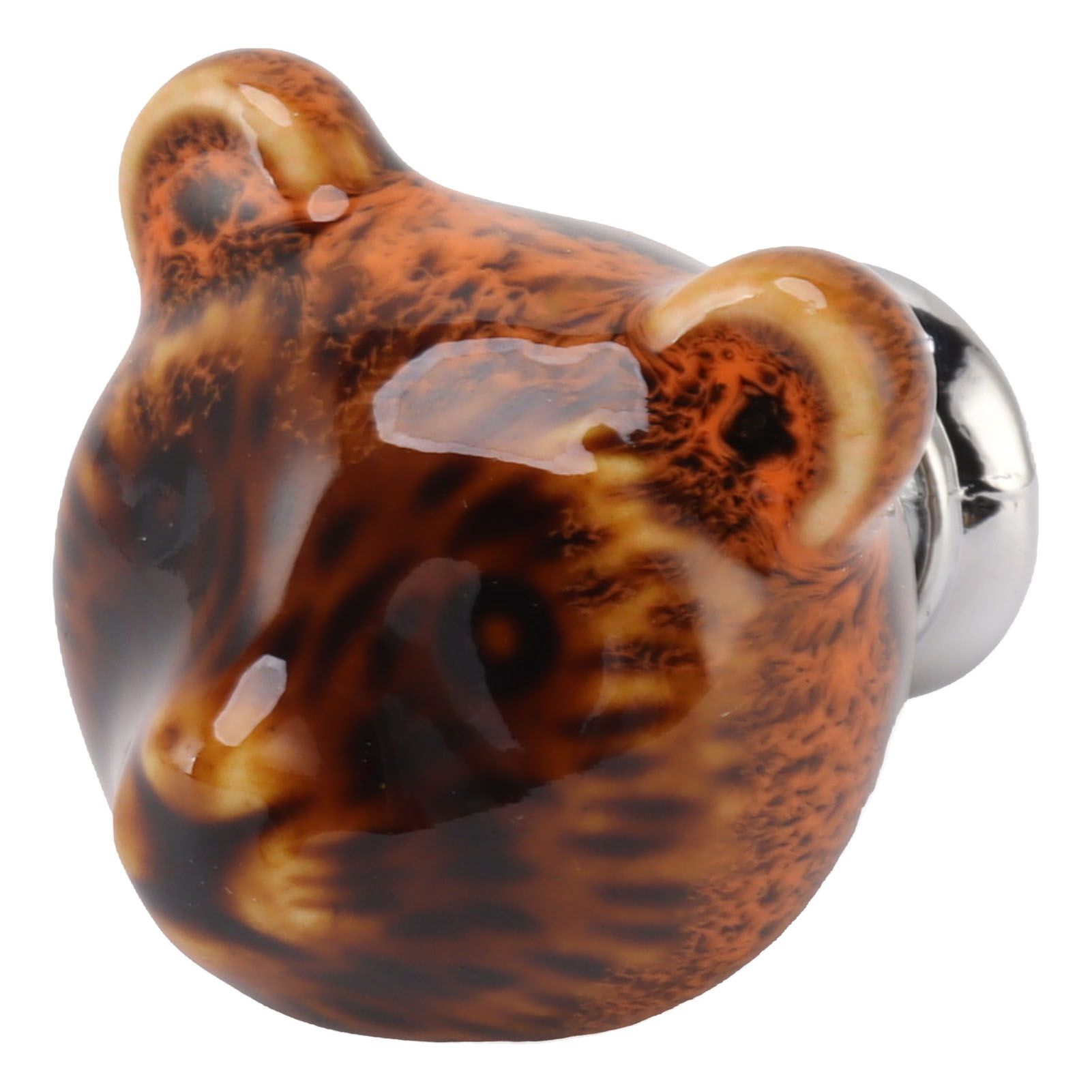6PCS Bear Door Knob Orange Zinc Alloy Ceramic Decorative Bear Head Drawer Handle for Bedroom - Image 6