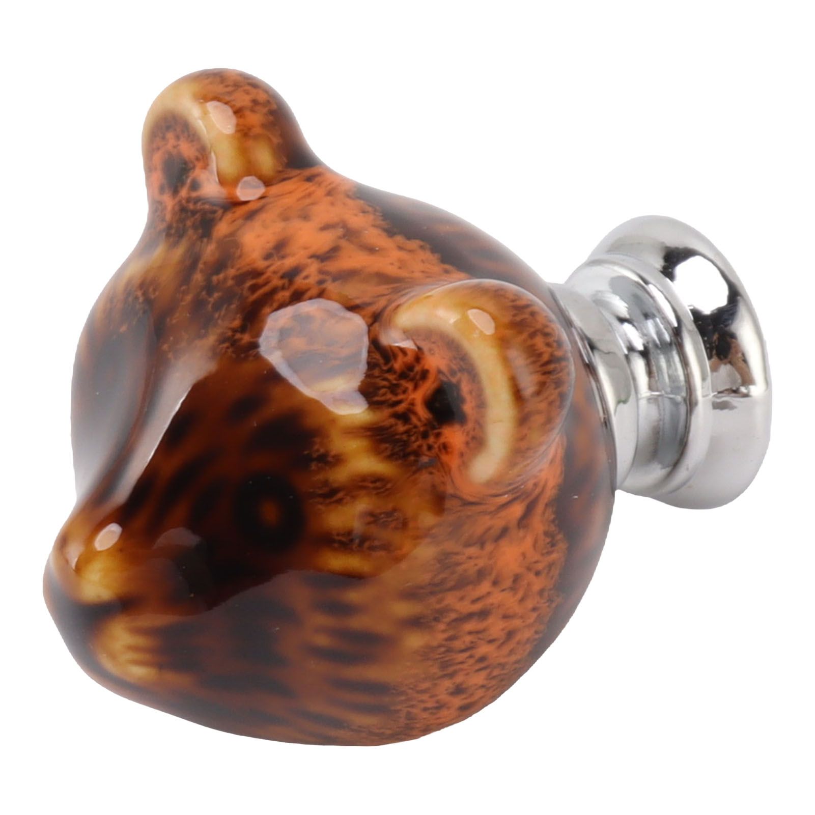 6PCS Bear Door Knob Orange Zinc Alloy Ceramic Decorative Bear Head Drawer Handle for Bedroom - Image 7