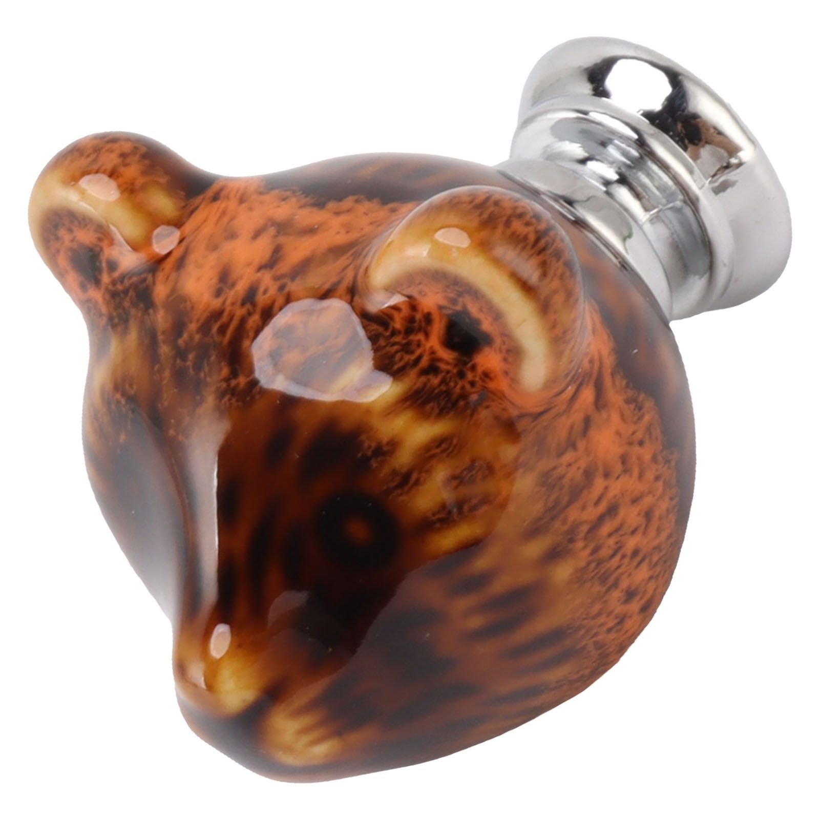 6PCS Bear Door Knob Orange Zinc Alloy Ceramic Decorative Bear Head Drawer Handle for Bedroom - Image 8