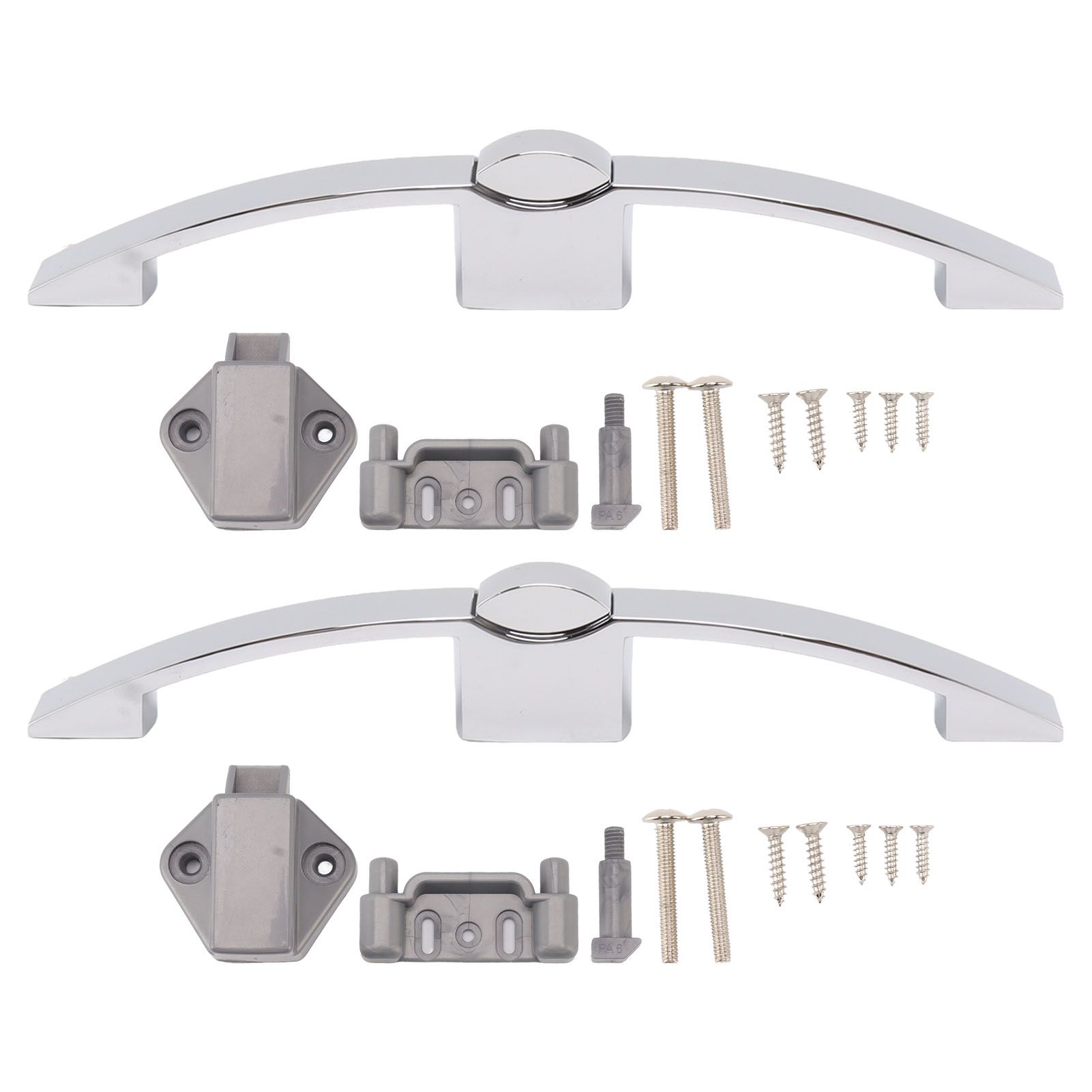 2 Set Push Button Latch Cabinet Lock Cupboard Knob Latch Lock With Handle For RV Motorhome Boat 160mm Hole Spacing (chrome) - Image 1