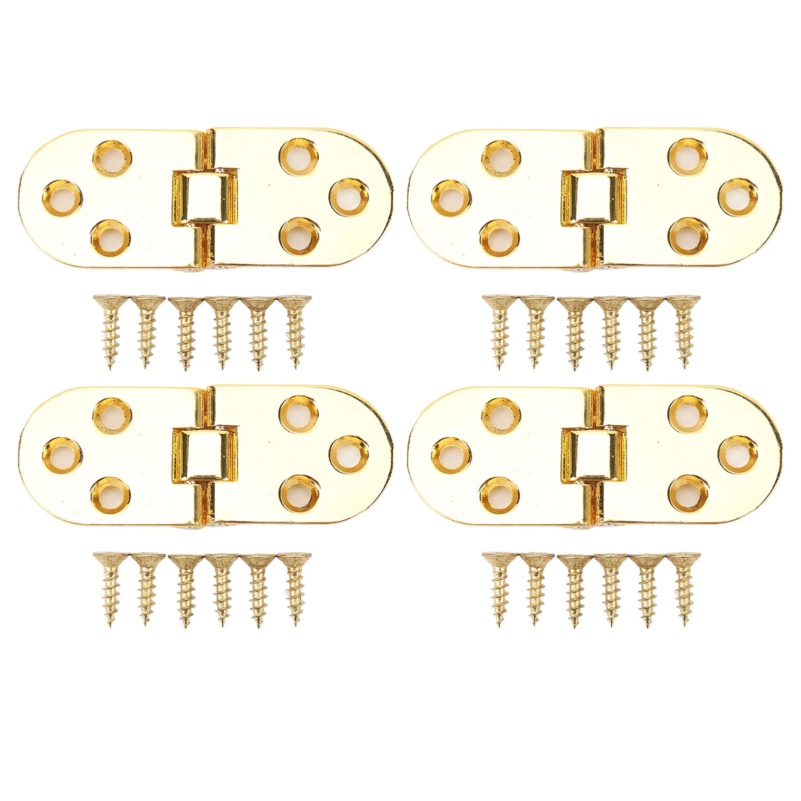 4 Sets 180 Degree Flap Hinge 0.09in Thickness Metal Folding Flip Top Hinge for Folding Table Sewing Machine Bright Gold - Image 1