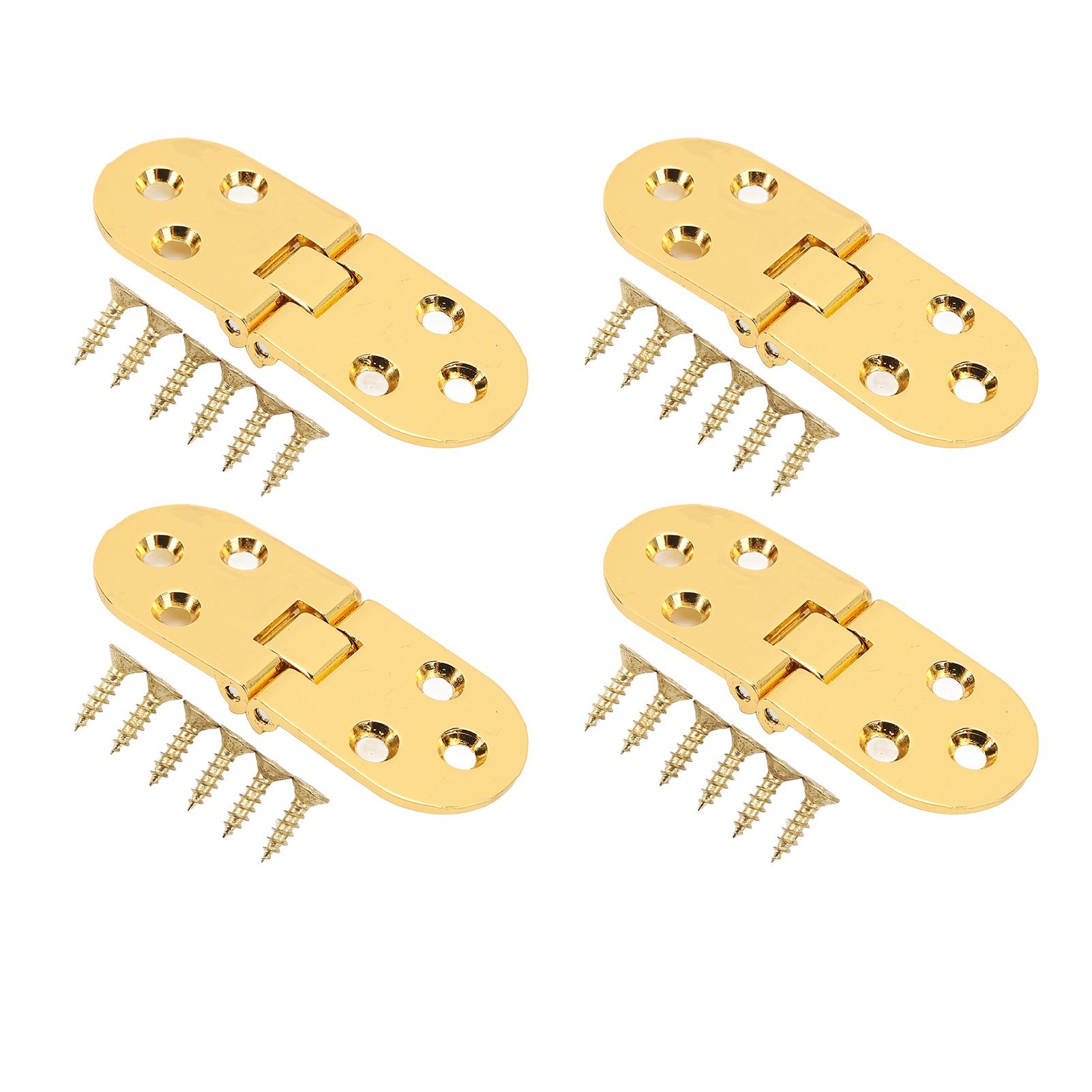 4 Sets 180 Degree Flap Hinge 0.09in Thickness Metal Folding Flip Top Hinge for Folding Table Sewing Machine Bright Gold - Image 2