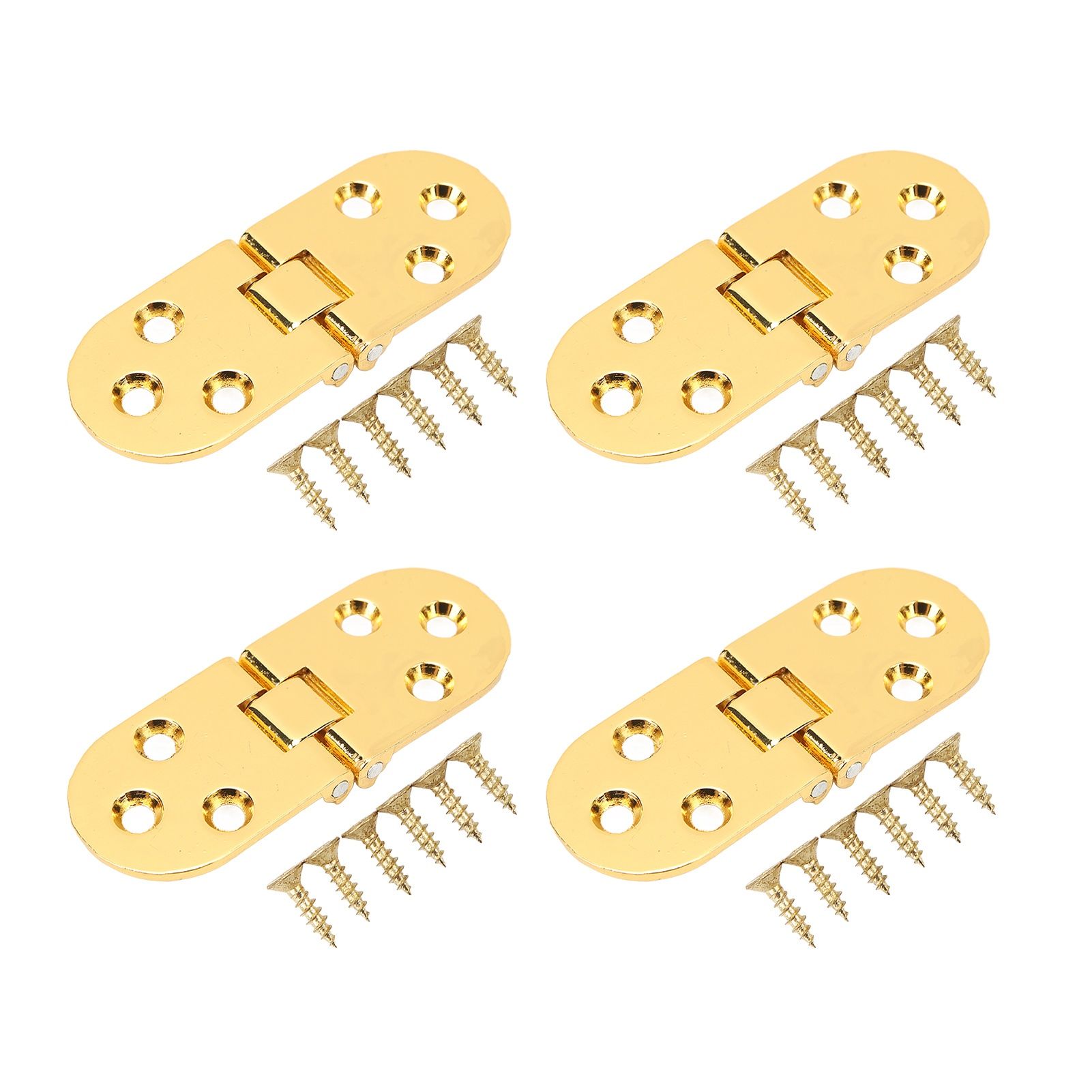 4 Sets 180 Degree Flap Hinge 0.09in Thickness Metal Folding Flip Top Hinge for Folding Table Sewing Machine Bright Gold - Image 3