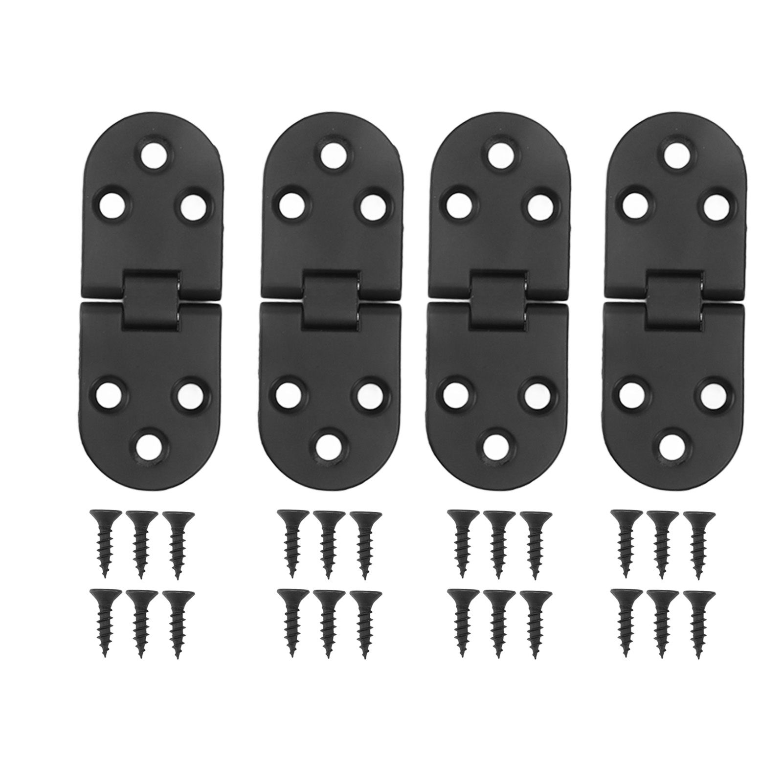 4 Set Round Edge Hinge 180 Degree Painted Black Zinc Alloy Cabinet Hardware for Door with Screw - Image 1