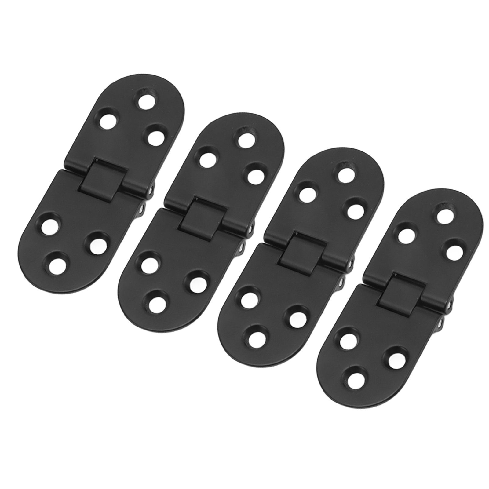 4 Set Round Edge Hinge 180 Degree Painted Black Zinc Alloy Cabinet Hardware for Door with Screw - Image 7