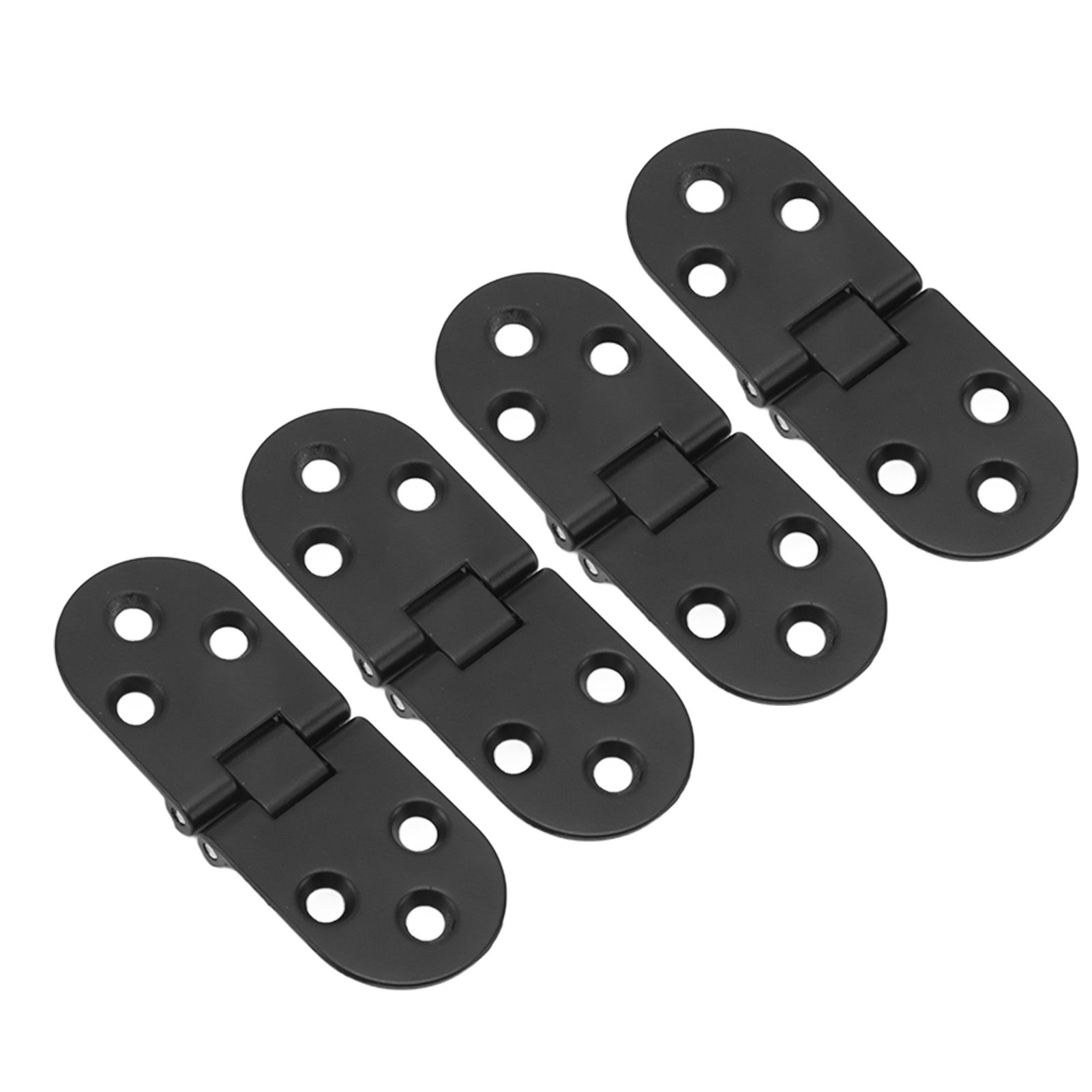 4 Set Round Edge Hinge 180 Degree Painted Black Zinc Alloy Cabinet Hardware for Door with Screw - Image 8