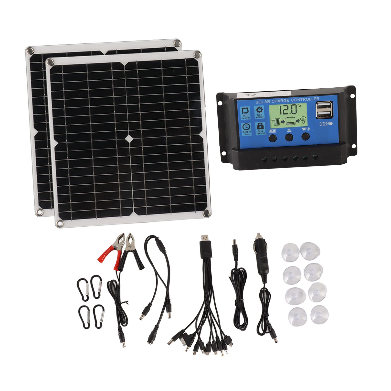 Solar Panel Kit 50W Solar Panel 60A Solar Charge Controller Set with 2 USB Output for RV Camping Blackout - Image 2