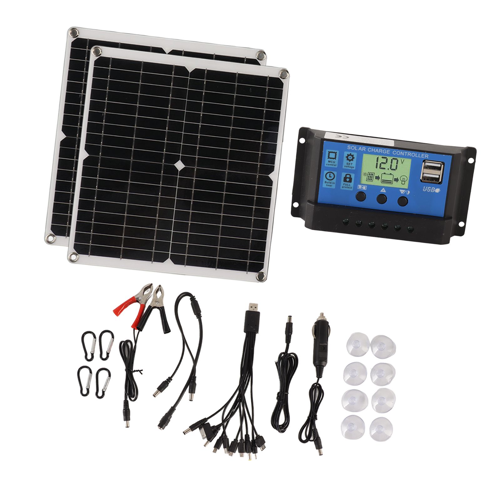 Solar Panel Kit 50W Solar Panel 60A Solar Charge Controller Set with 2 USB Output for RV Camping Blackout - Image 3
