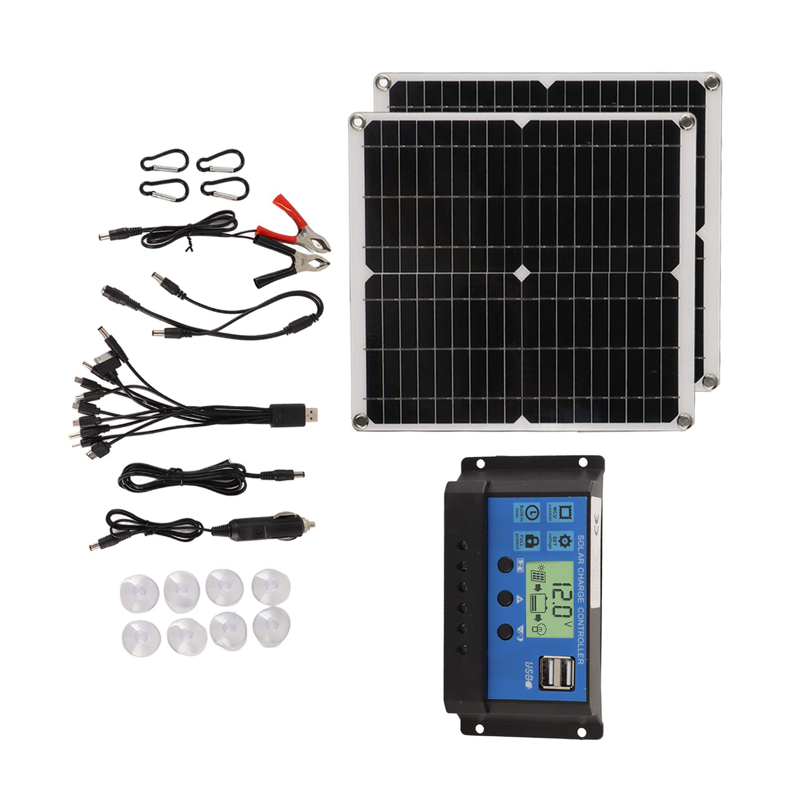 Solar Panel Kit 50W Solar Panel 60A Solar Charge Controller Set with 2 USB Output for RV Camping Blackout - Image 4