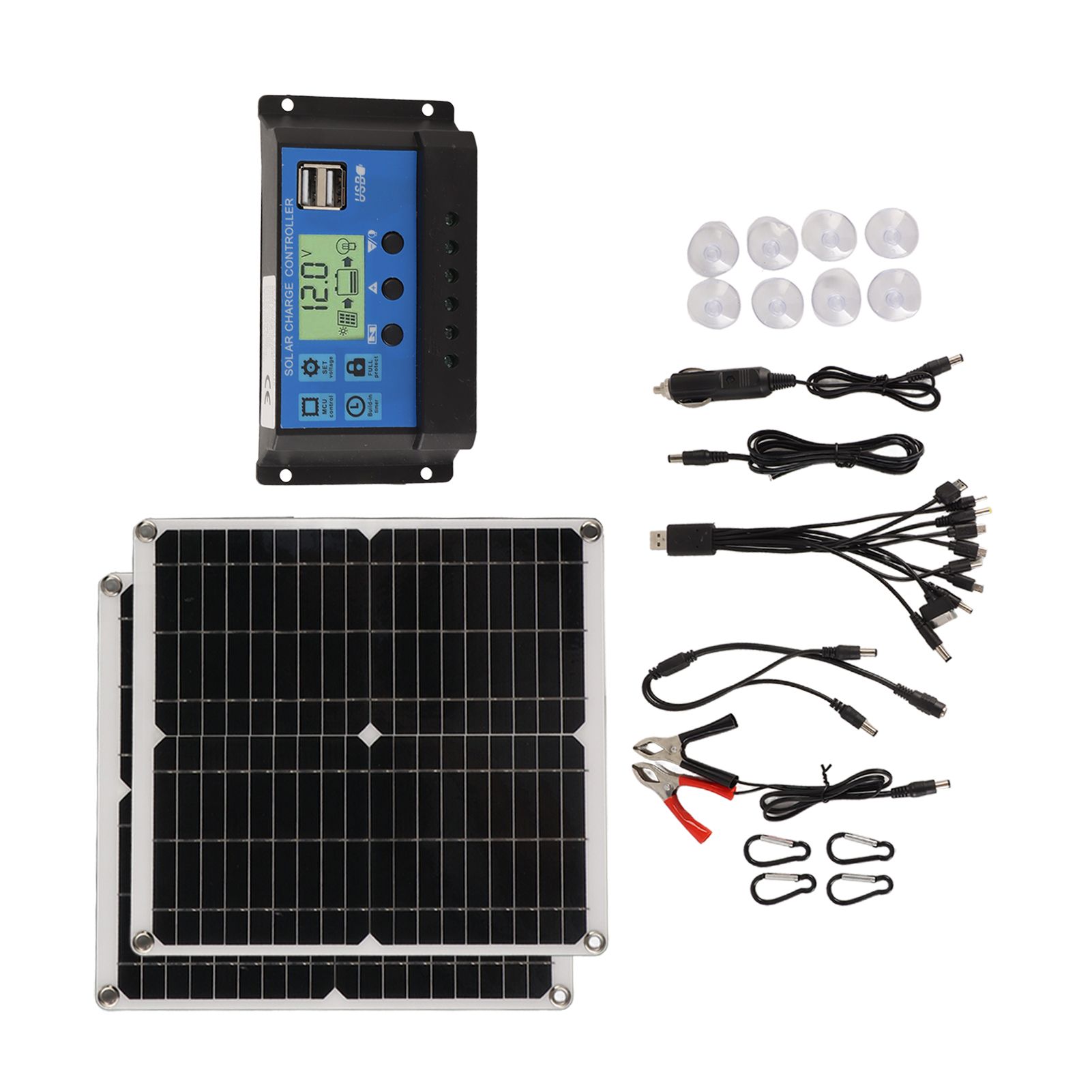 Solar Panel Kit 50W Solar Panel 60A Solar Charge Controller Set with 2 USB Output for RV Camping Blackout - Image 5