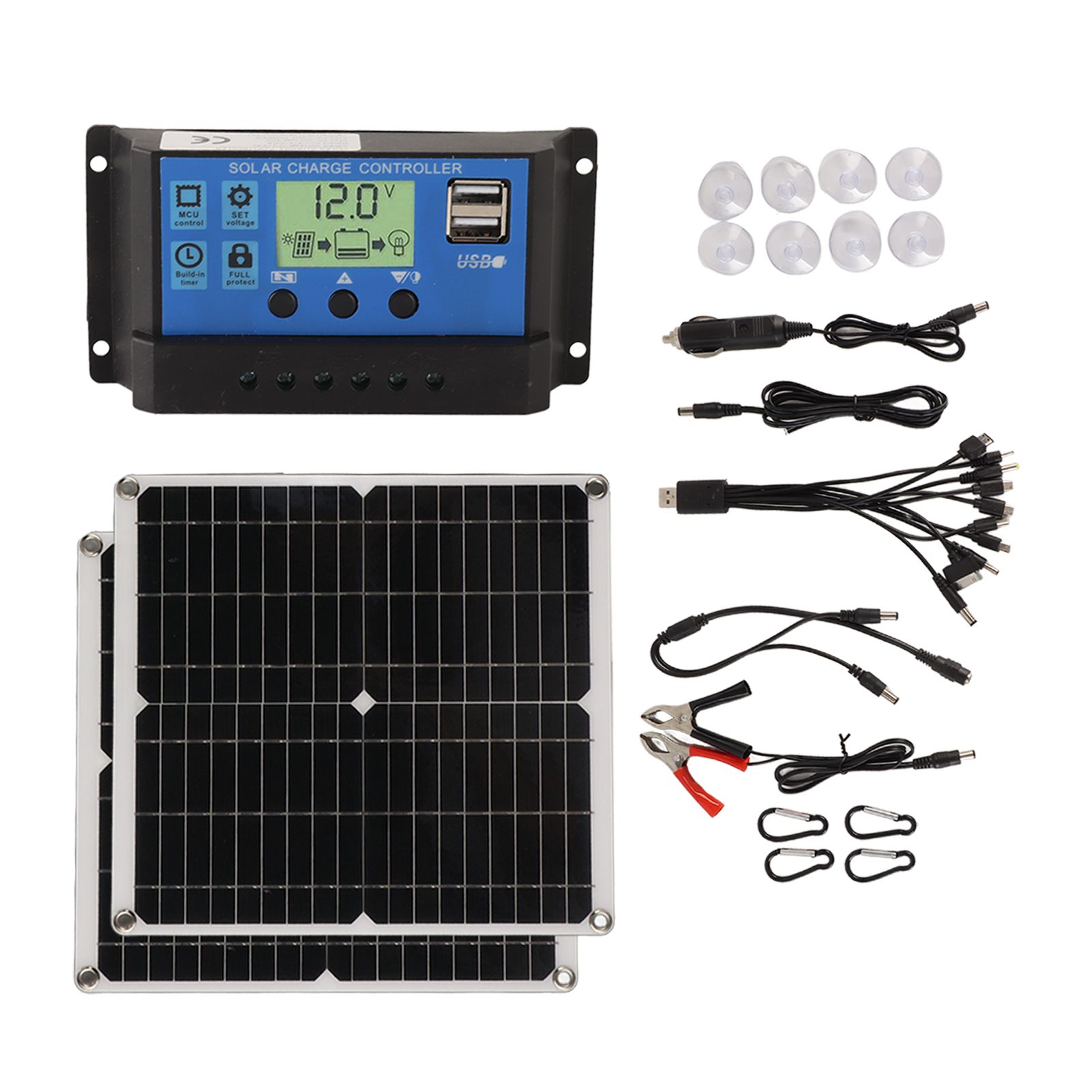 Solar Panel Kit 50W Solar Panel 60A Solar Charge Controller Set with 2 USB Output for RV Camping Blackout - Image 6