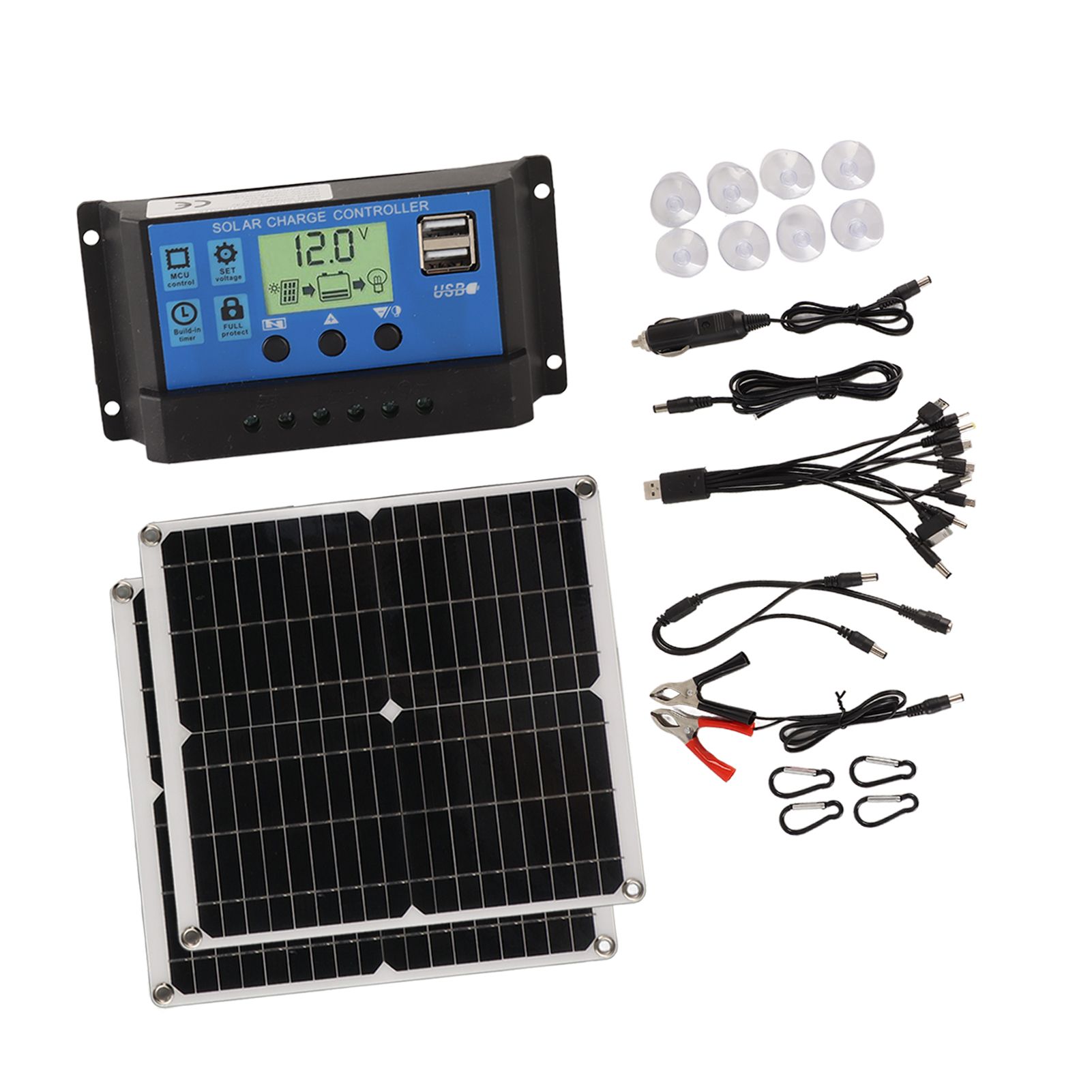 Solar Panel Kit 50W Solar Panel 60A Solar Charge Controller Set with 2 USB Output for RV Camping Blackout - Image 7