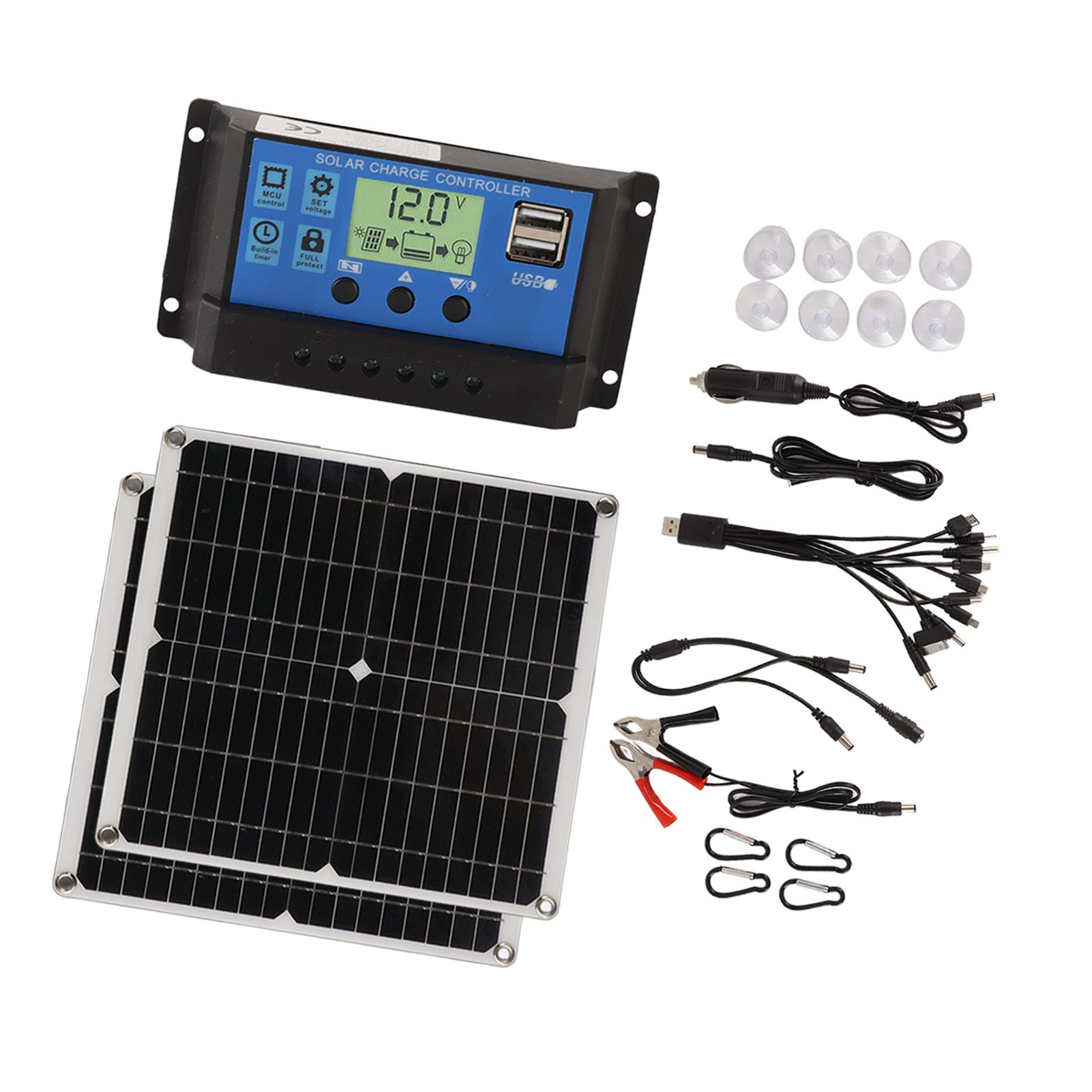 Solar Panel Kit 50W Solar Panel 60A Solar Charge Controller Set with 2 USB Output for RV Camping Blackout - Image 8